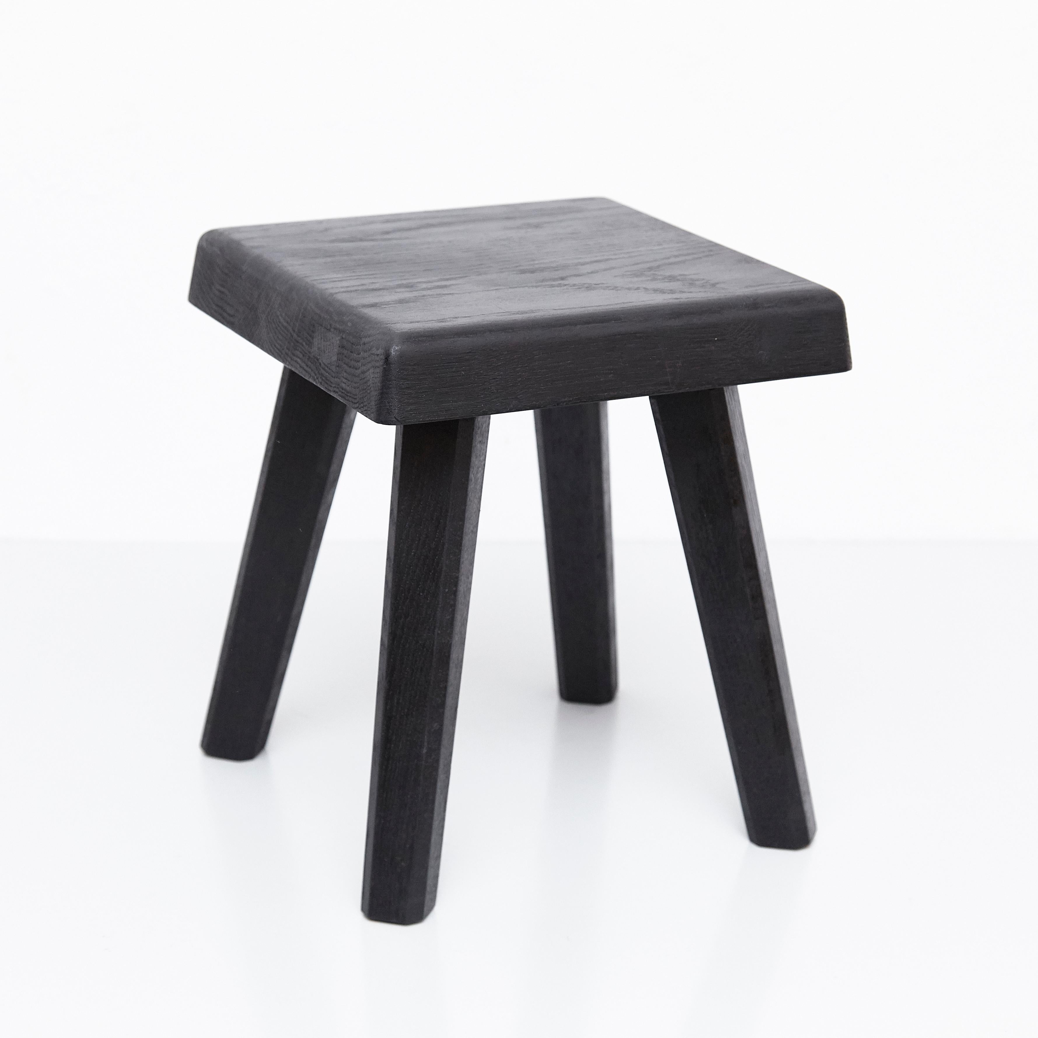 Mid-Century Modern Pair of Pierre Chapo Special Black Wood Edition Stool