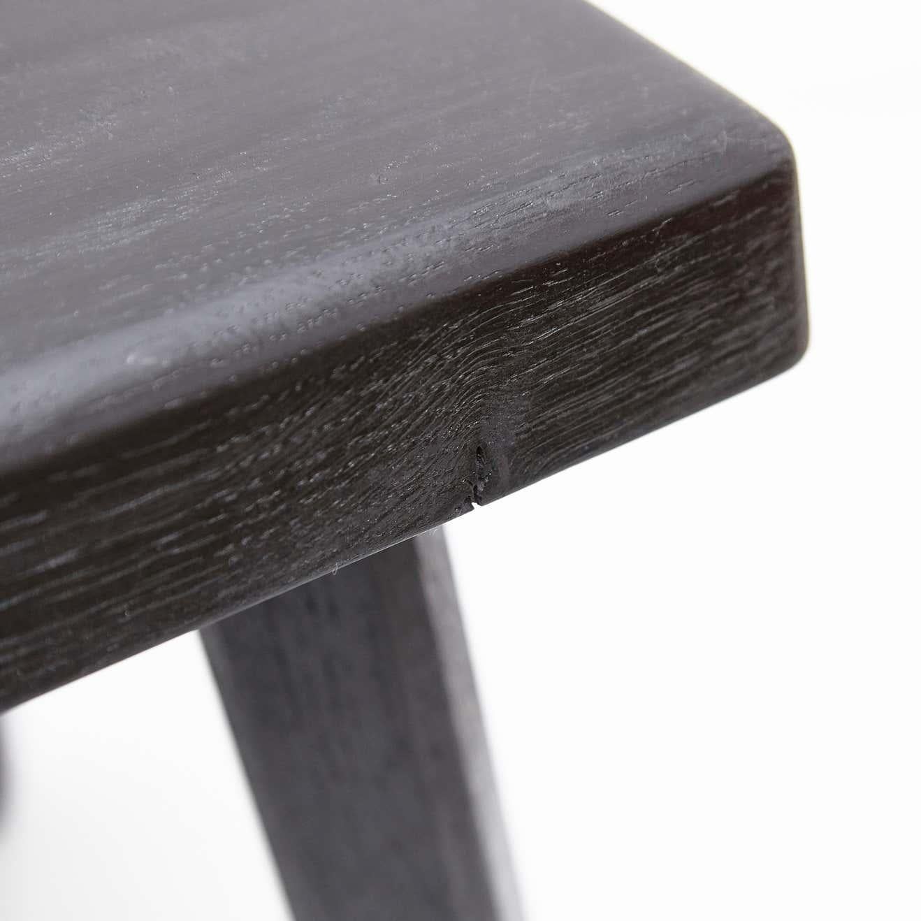French Pair of Pierre Chapo Special Black Wood Edition Stool