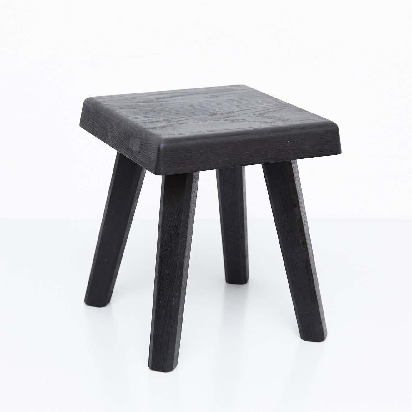 Contemporary Pair of Pierre Chapo Special Black Wood Edition Stool