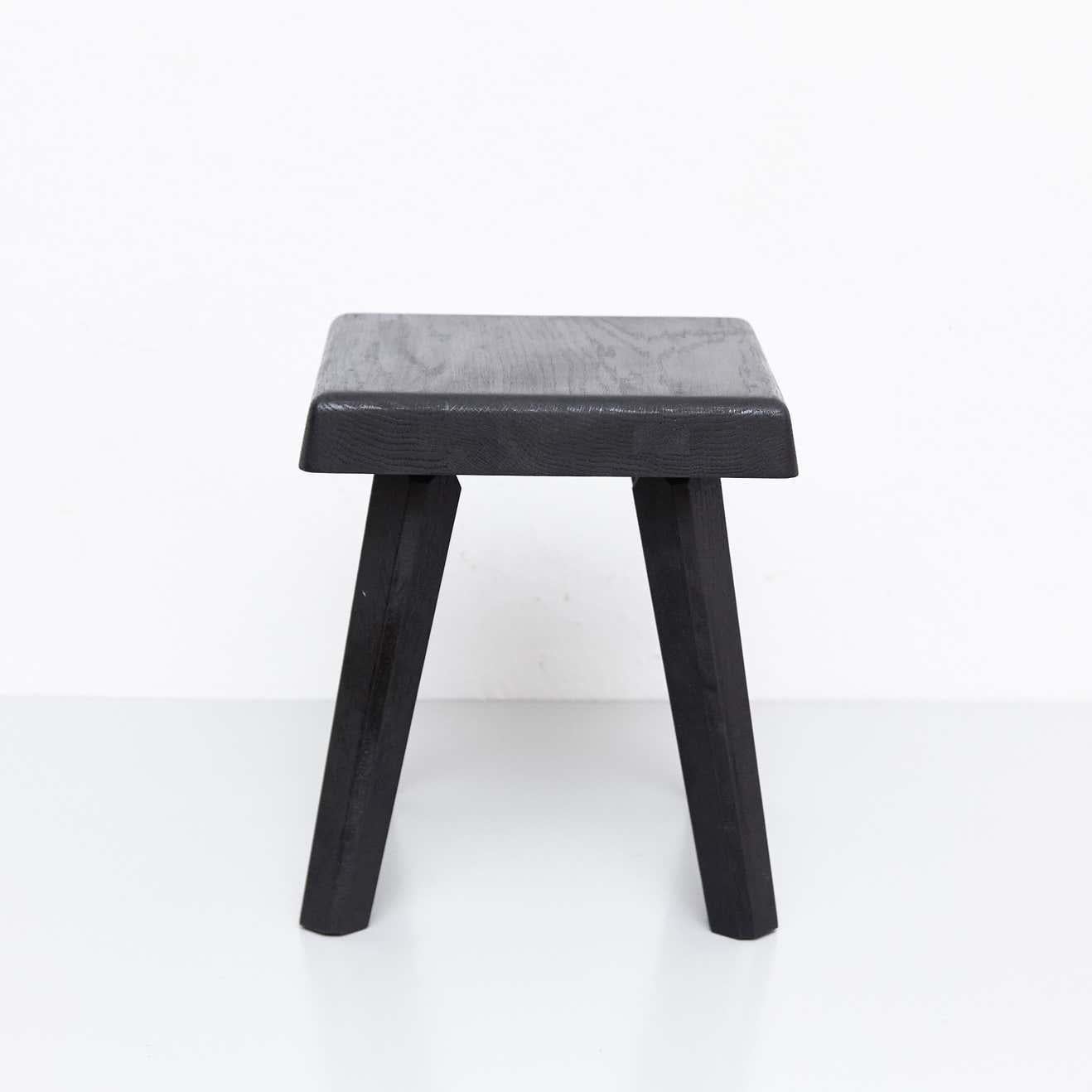Pair of Pierre Chapo Special Black Wood Edition Stool 2