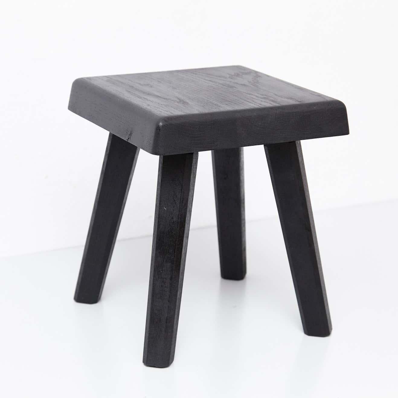 Pair of Pierre Chapo Special Black Wood Edition Stool 3