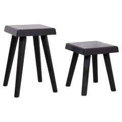 Pair of Pierre Chapo Special Black Wood Edition Stool