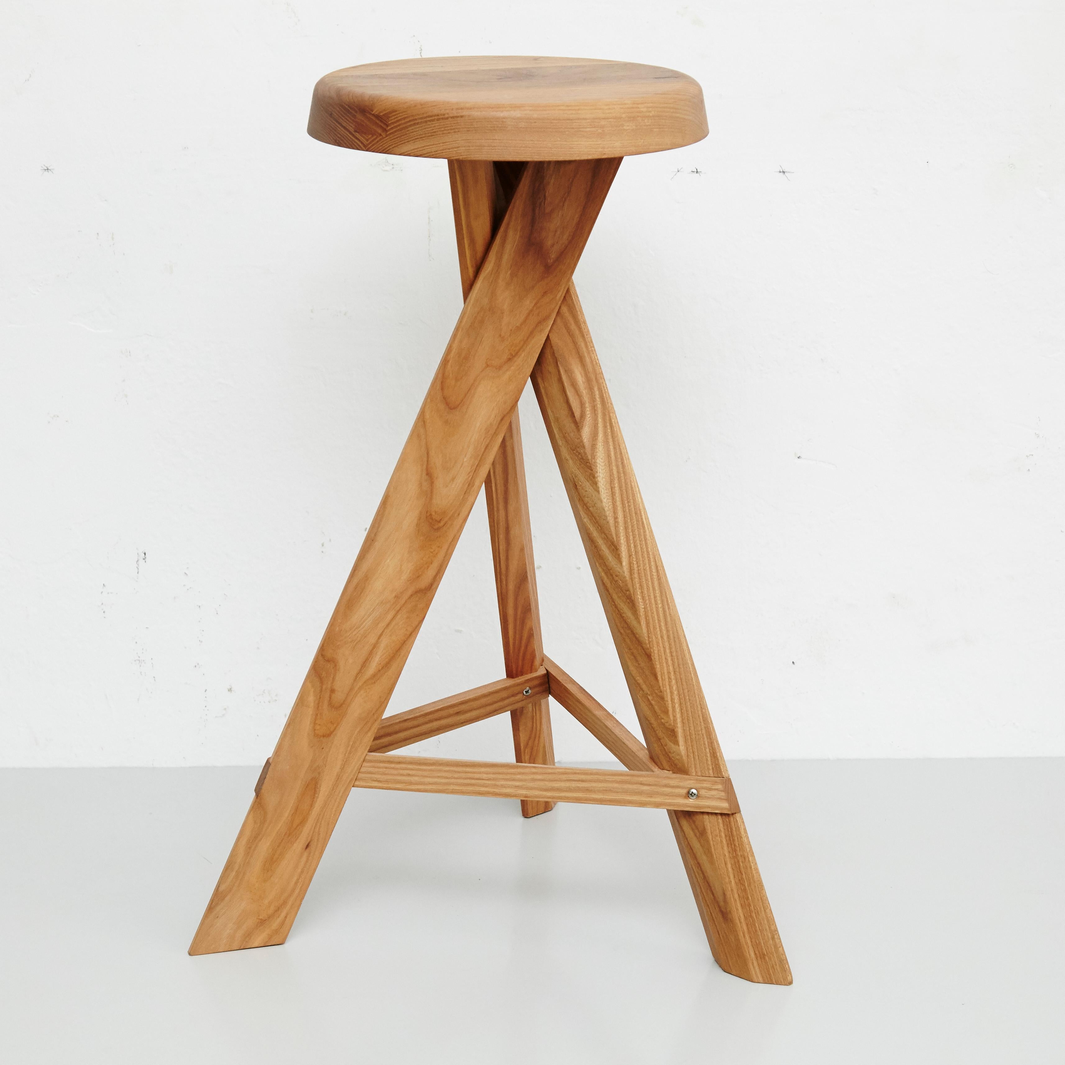Pair of Pierre Chapo Stool S31C Elm Wood In Good Condition In Barcelona, Barcelona
