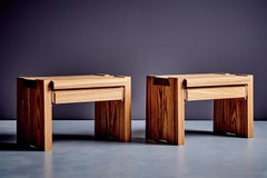 Pair of Pierre Chapo T38 Bedside Tables in elm wood by Chapo Creations