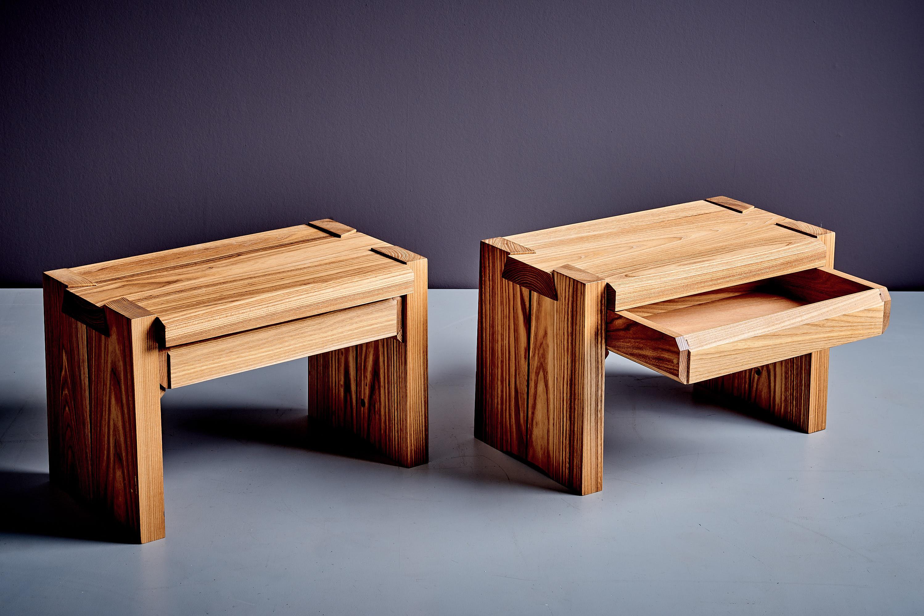 Mid-Century Modern Paire de tables de chevet Pierre Chapo T38 en Wood Wood par Chapo Creation en vente