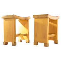 Pair of Pierre Chareau (attrib) Sycamore Tabourets