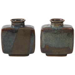 Pair of Pierre Culot Earthenware Ceramic Vases, Belgium, circa 1975, Signed