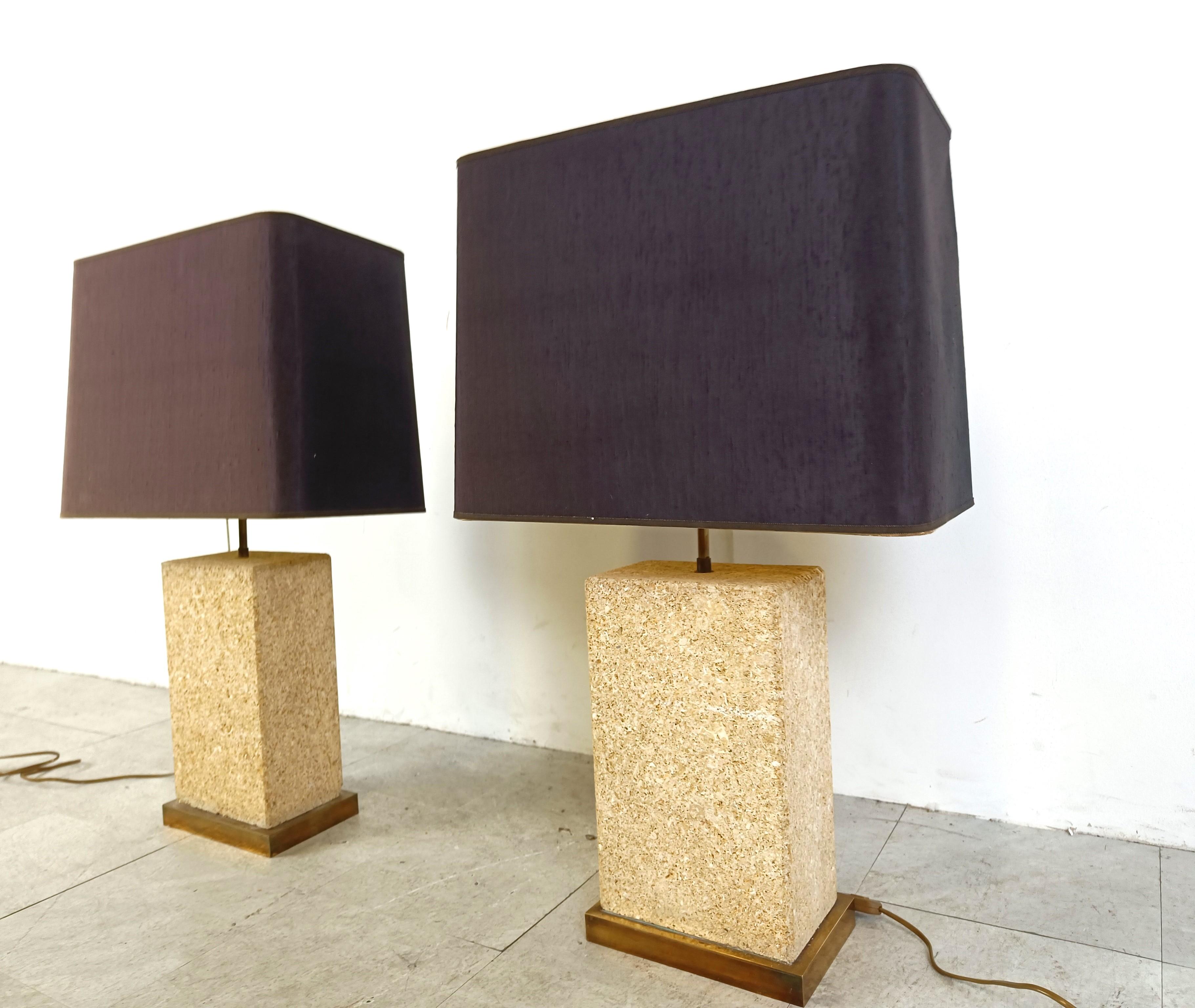 French Pair of pierre de France table lamps, 1970s