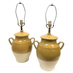 Paar von Pierre Deux Französisch Land Confit Jar Form Lampen