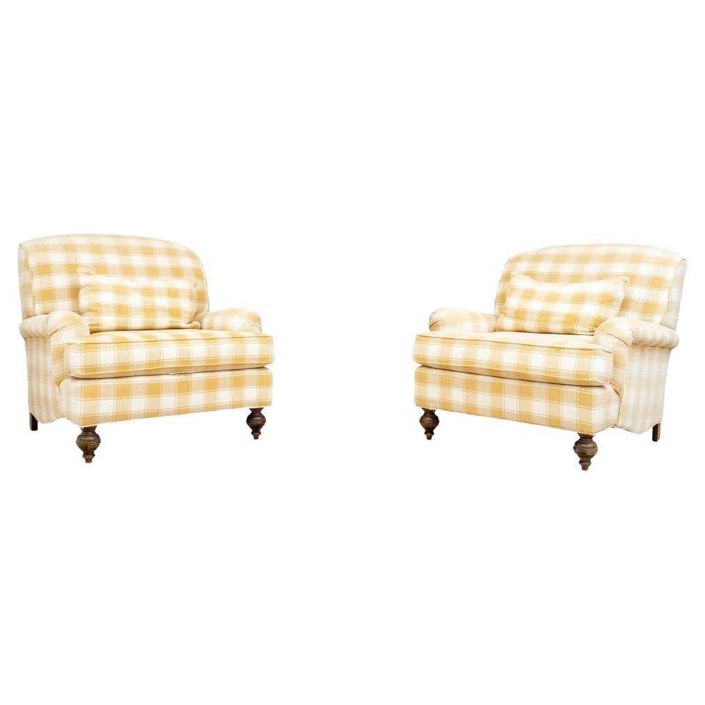 Pair of Pierre Deux French Country Upholstered Lounge Chairs at 1stDibs