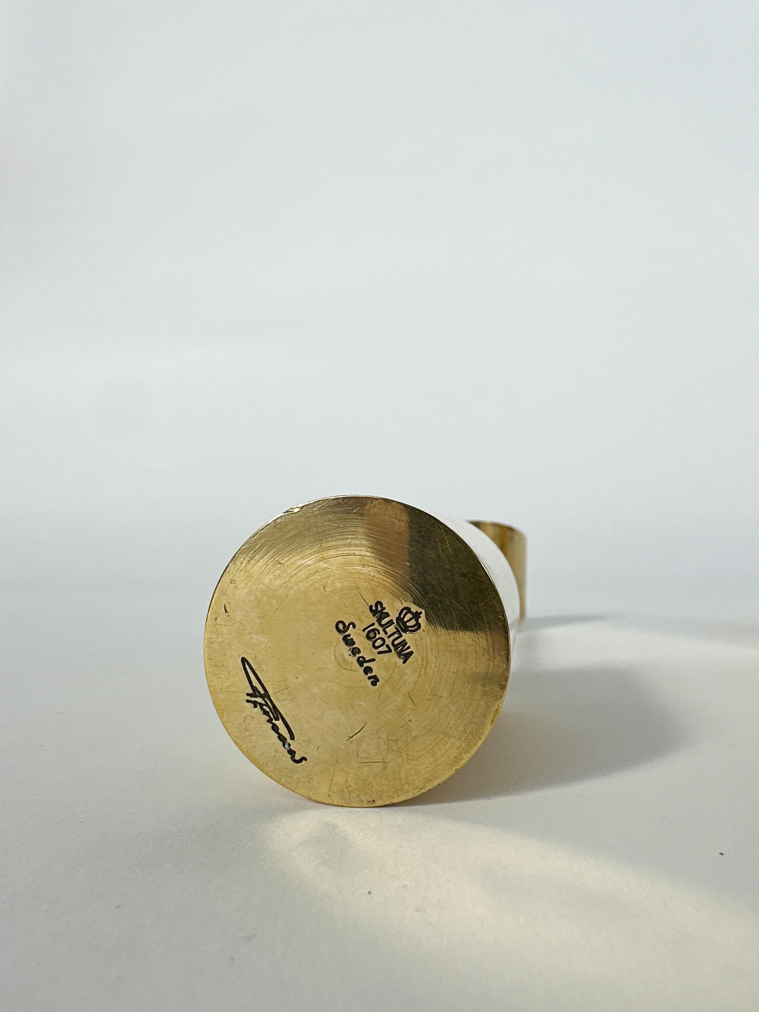 Coppia di portacandele in ottone Pierre Forsell Aniara Skultuna Svezia 1960s in vendita 5