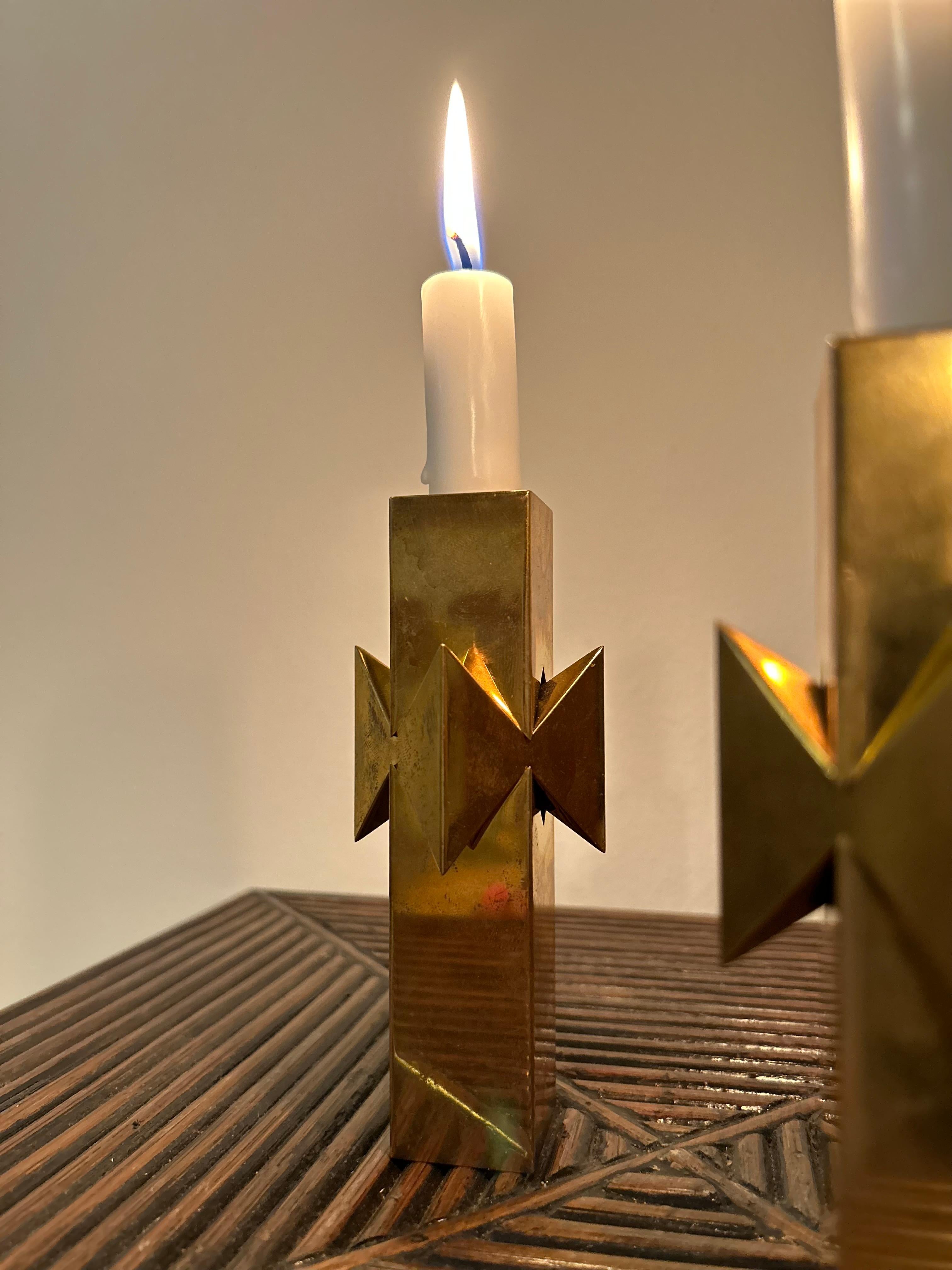 Scandinavian Modern Pair of Pierre Forssell candle sticks model Rosett.