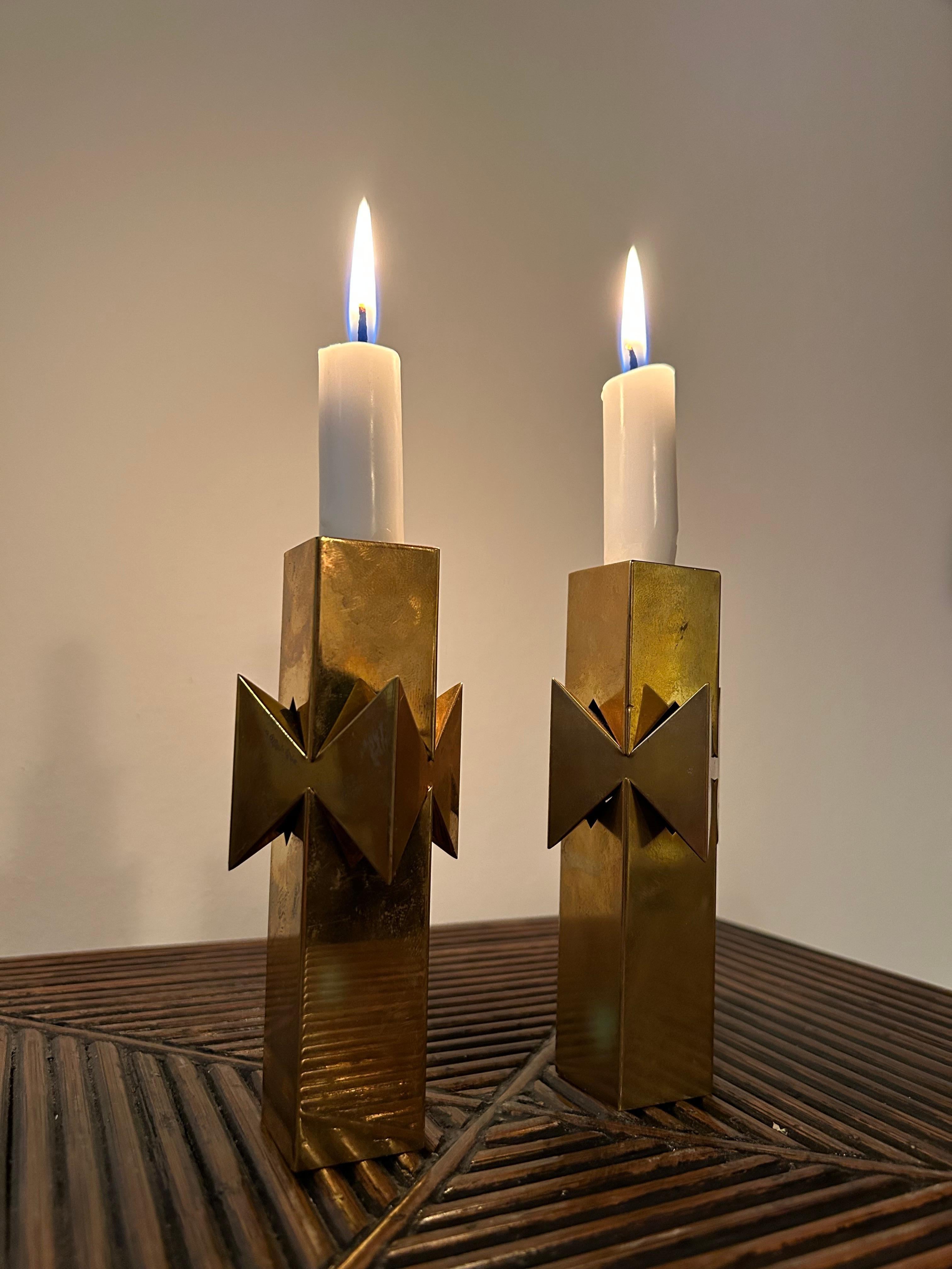 Swedish Pair of Pierre Forssell candle sticks model Rosett.