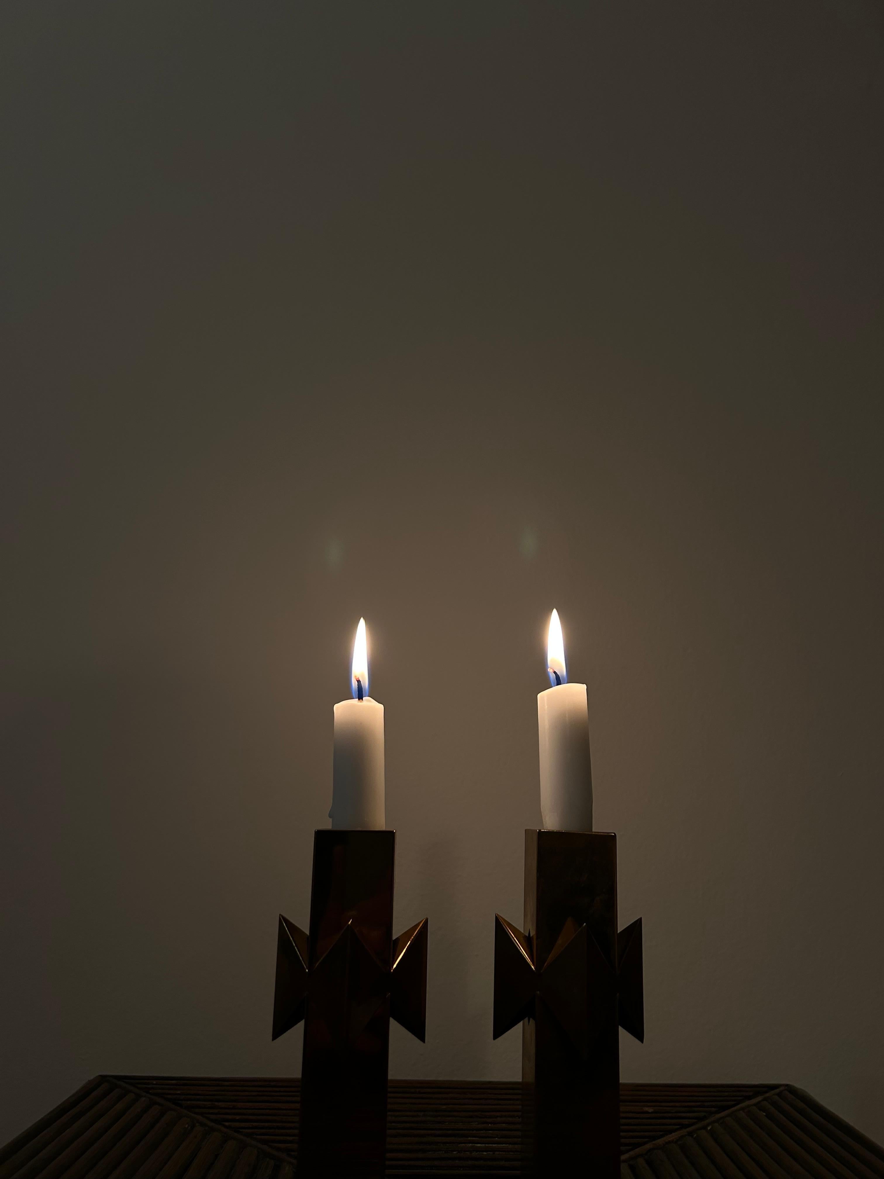 Hand-Crafted Pair of Pierre Forssell candle sticks model Rosett.