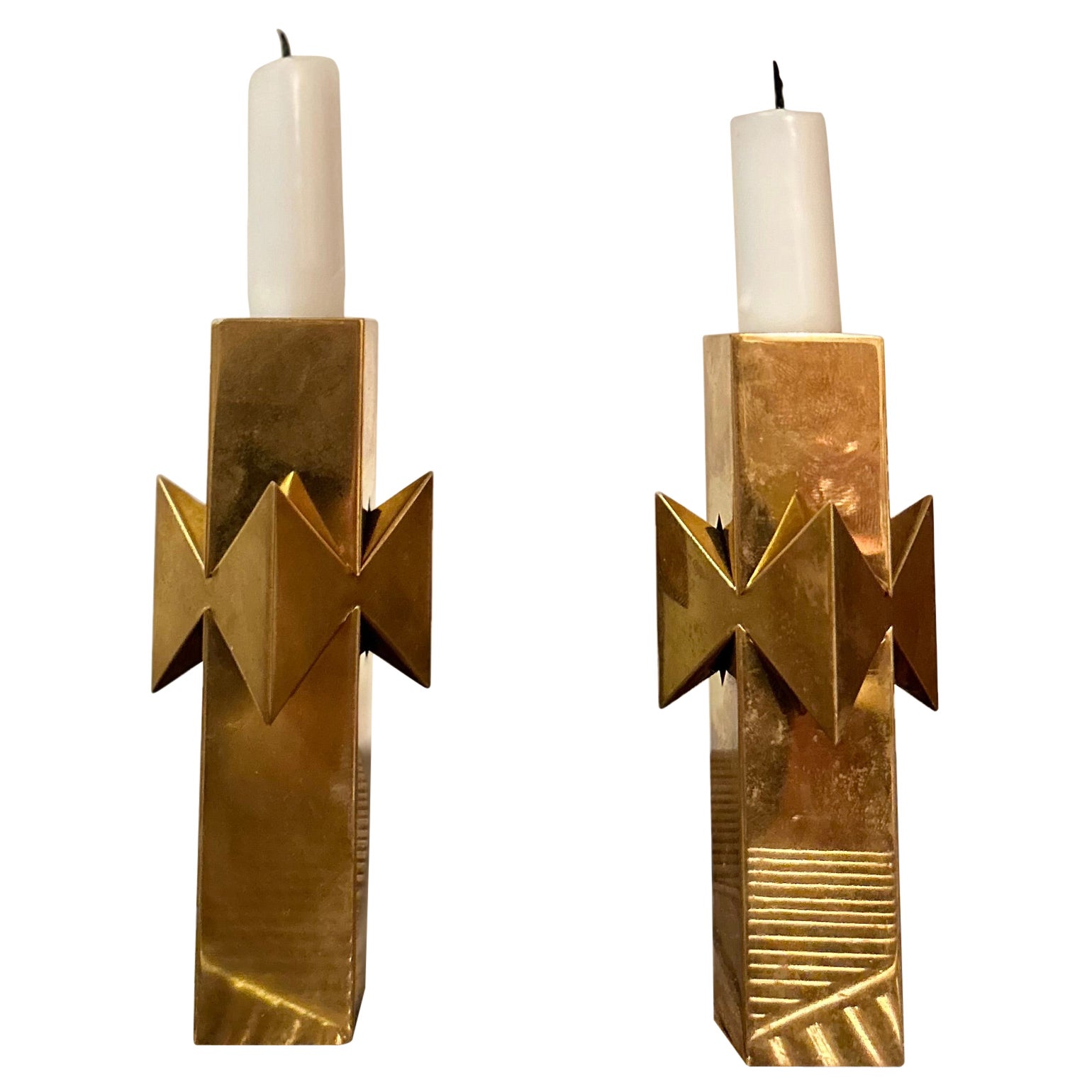 Pair of Pierre Forssell candle sticks model Rosett.