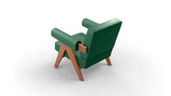Pair of Pierre Jeanneret 053 Capitol Complex Armchairs for Cassina in green