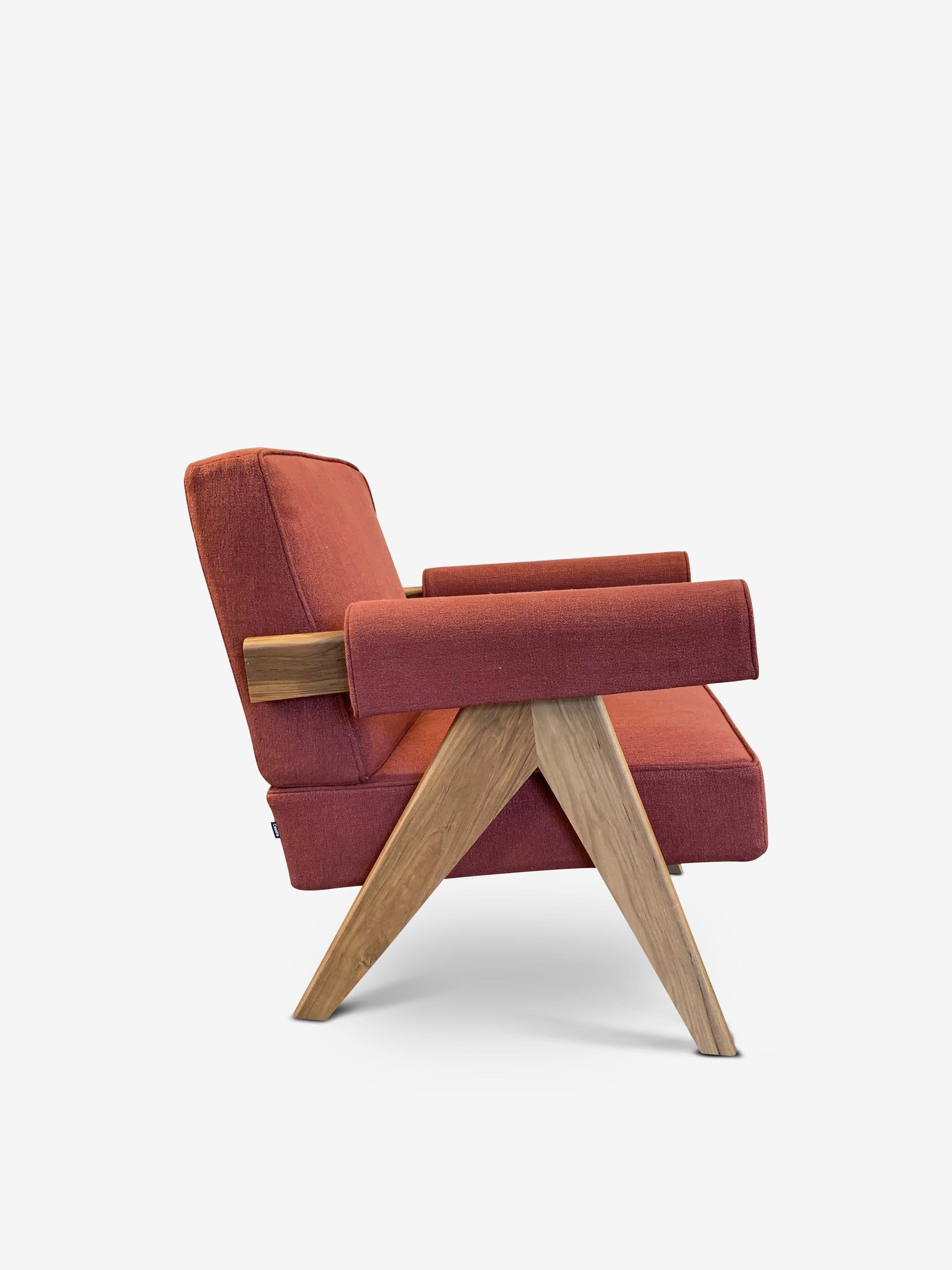 Pareja De Sillones Pierre Jeanneret 1960 Capitol Complex En Ruggine Lipari Italiano en venta