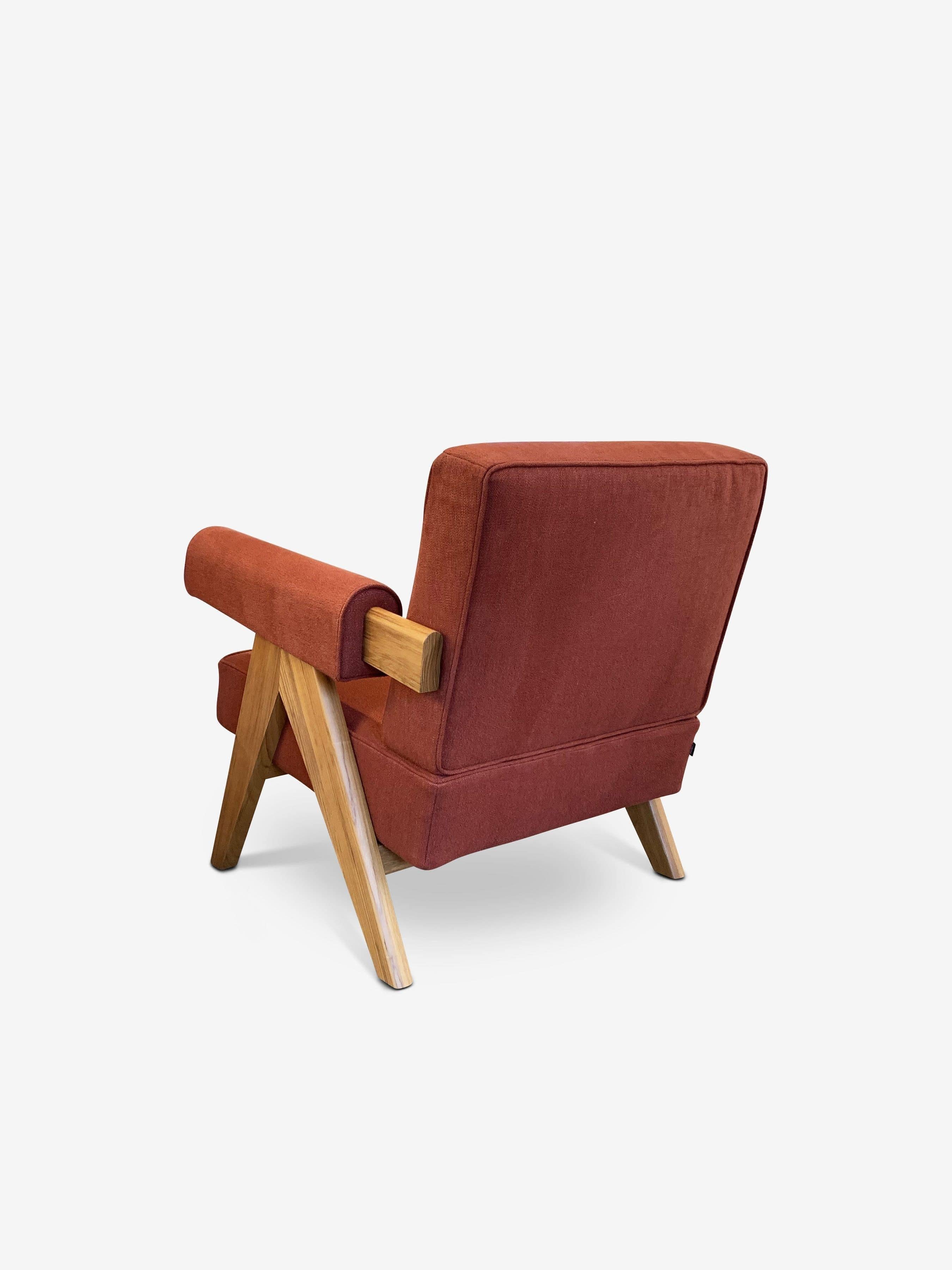 Pareja De Sillones Pierre Jeanneret 1960 Capitol Complex En Ruggine Lipari en Nuevo estado para la venta en Sag Harbor, NY