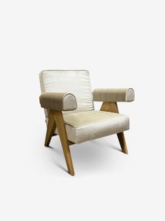 Pair Of Pierre Jeanneret 1960 Capitol Complex Armchair in Osaka Madreperla