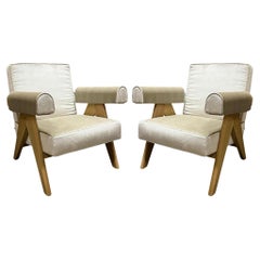 Pair Of Pierre Jeanneret 1960 Capitol Complex Armchair in Osaka Madreperla