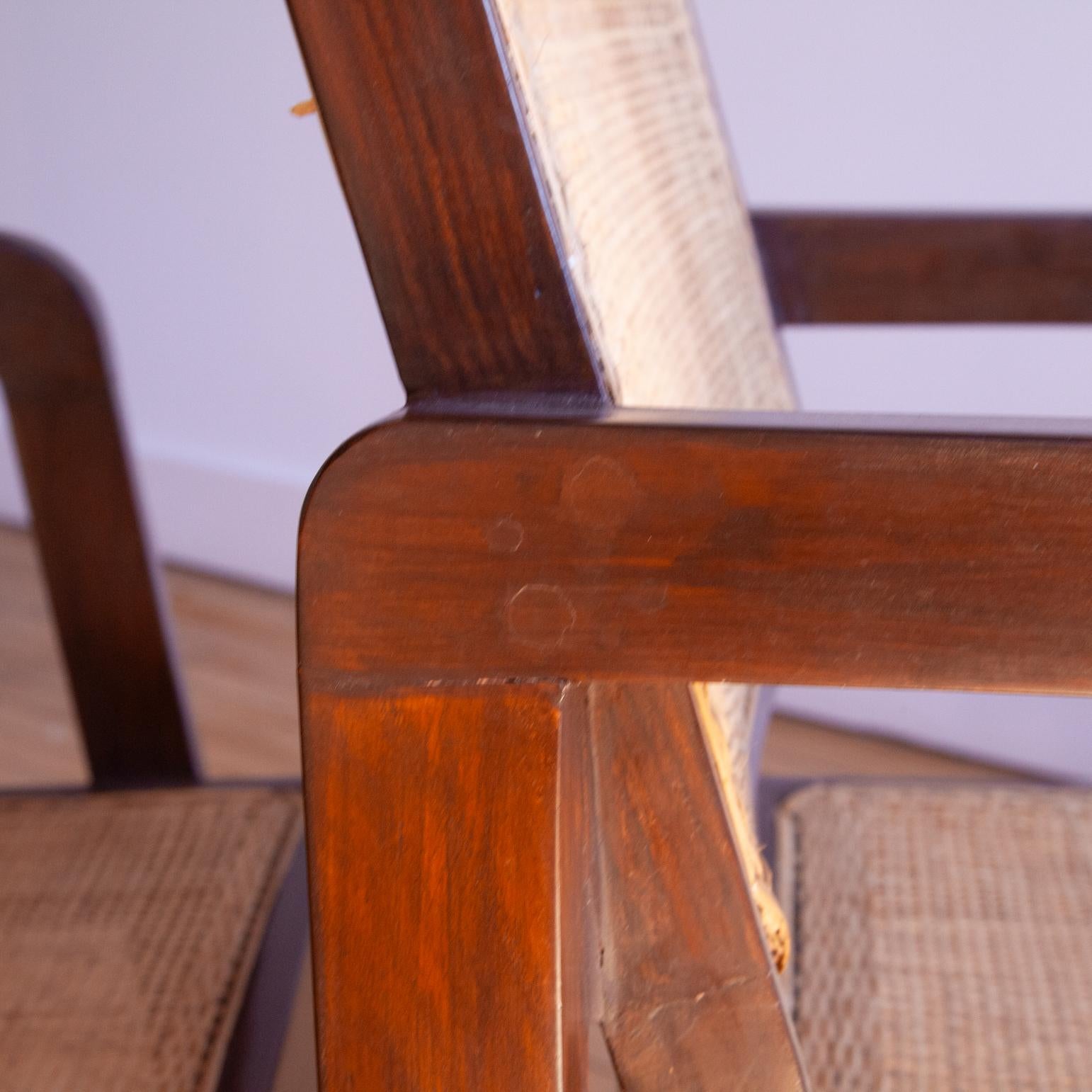 Teak Coppia di poltrone a cassetta Pierre Jeanneret in vendita