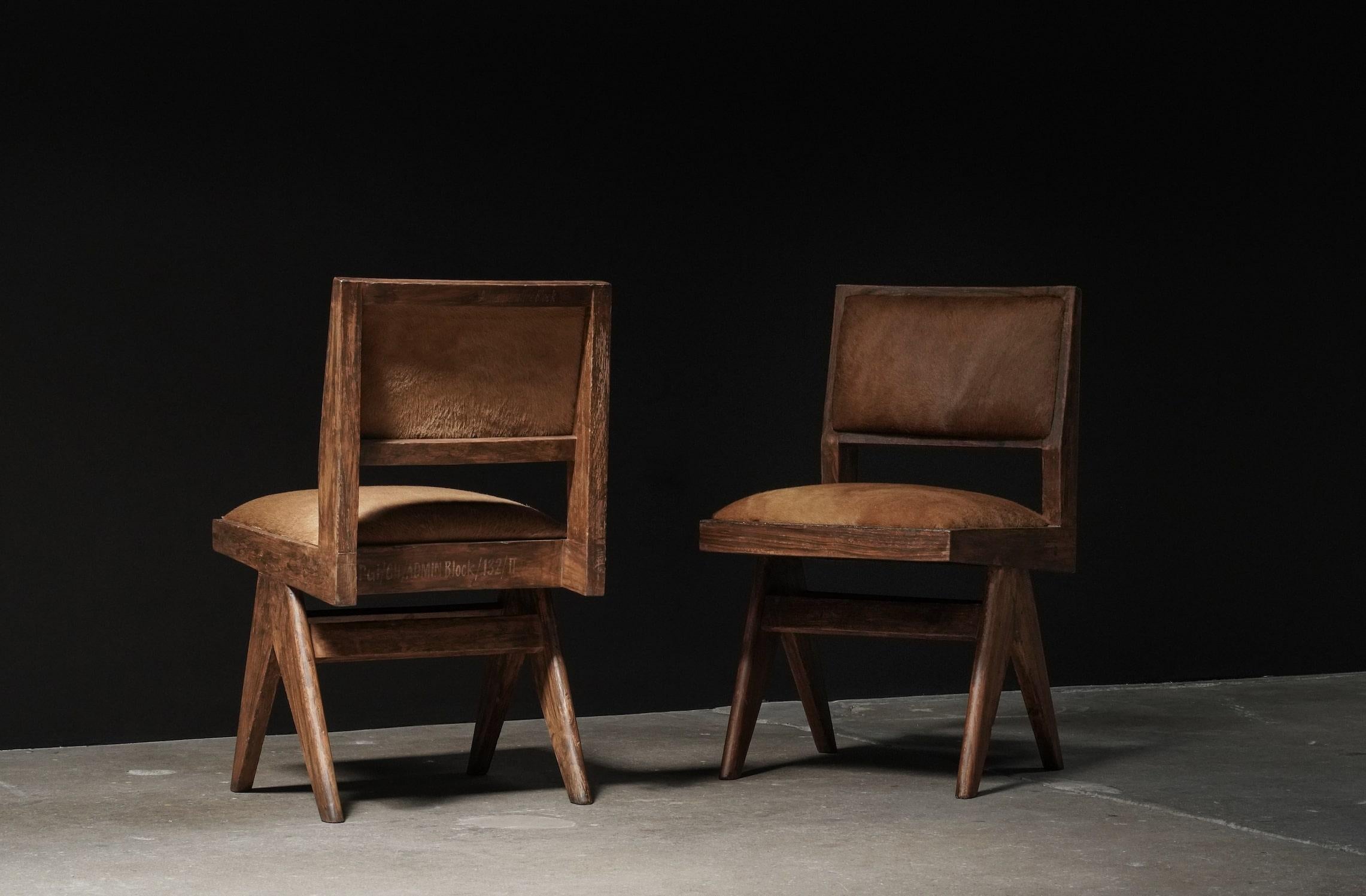Pierre Jeanneret Chair in Cowhide.