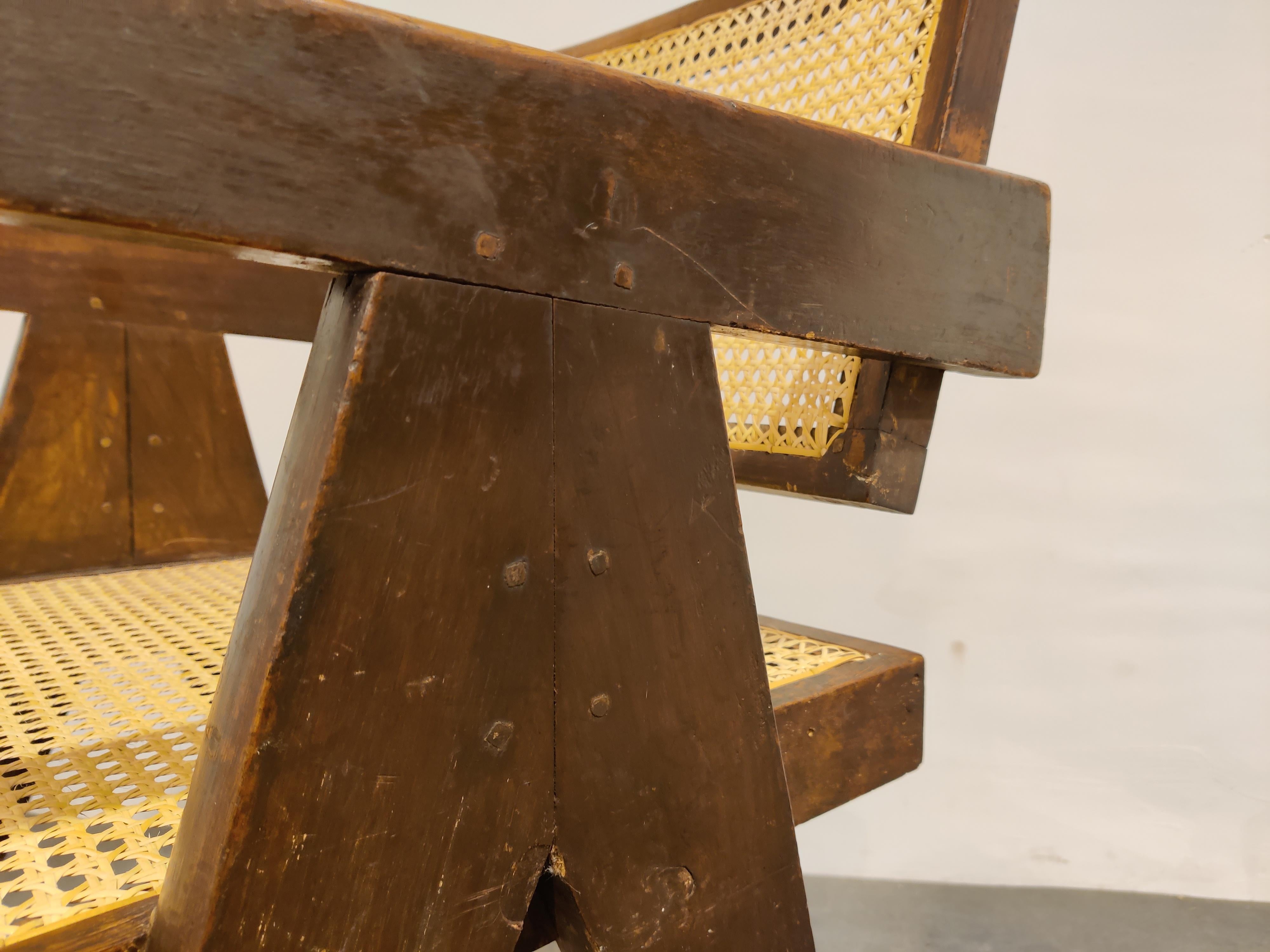 Pair of Pierre Jeanneret Chandigarh Office Cane Chairs, 1950s 2