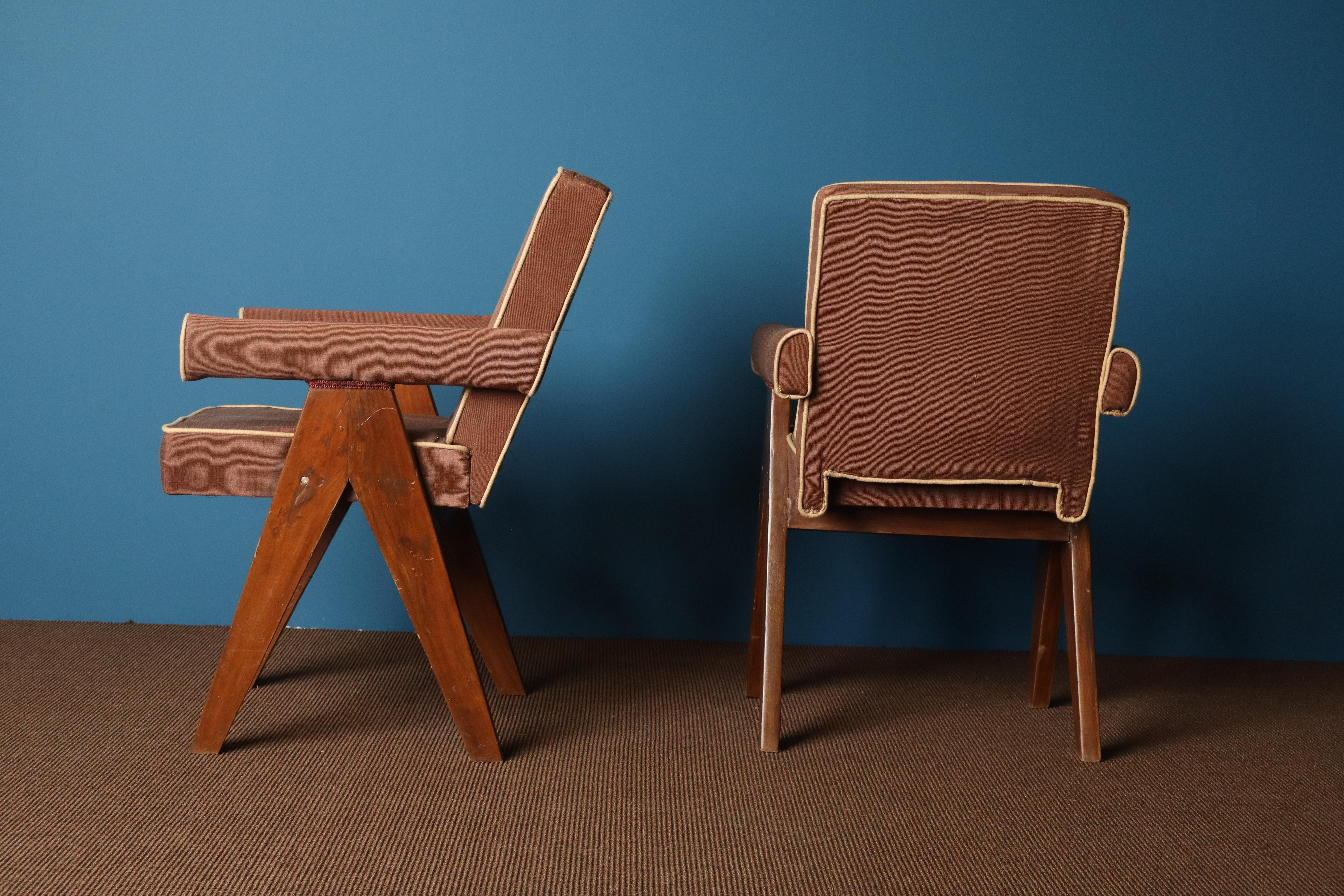 Indian Pair of Pierre Jeanneret Committee Chairs, Chandigarh, 1950s For Sale