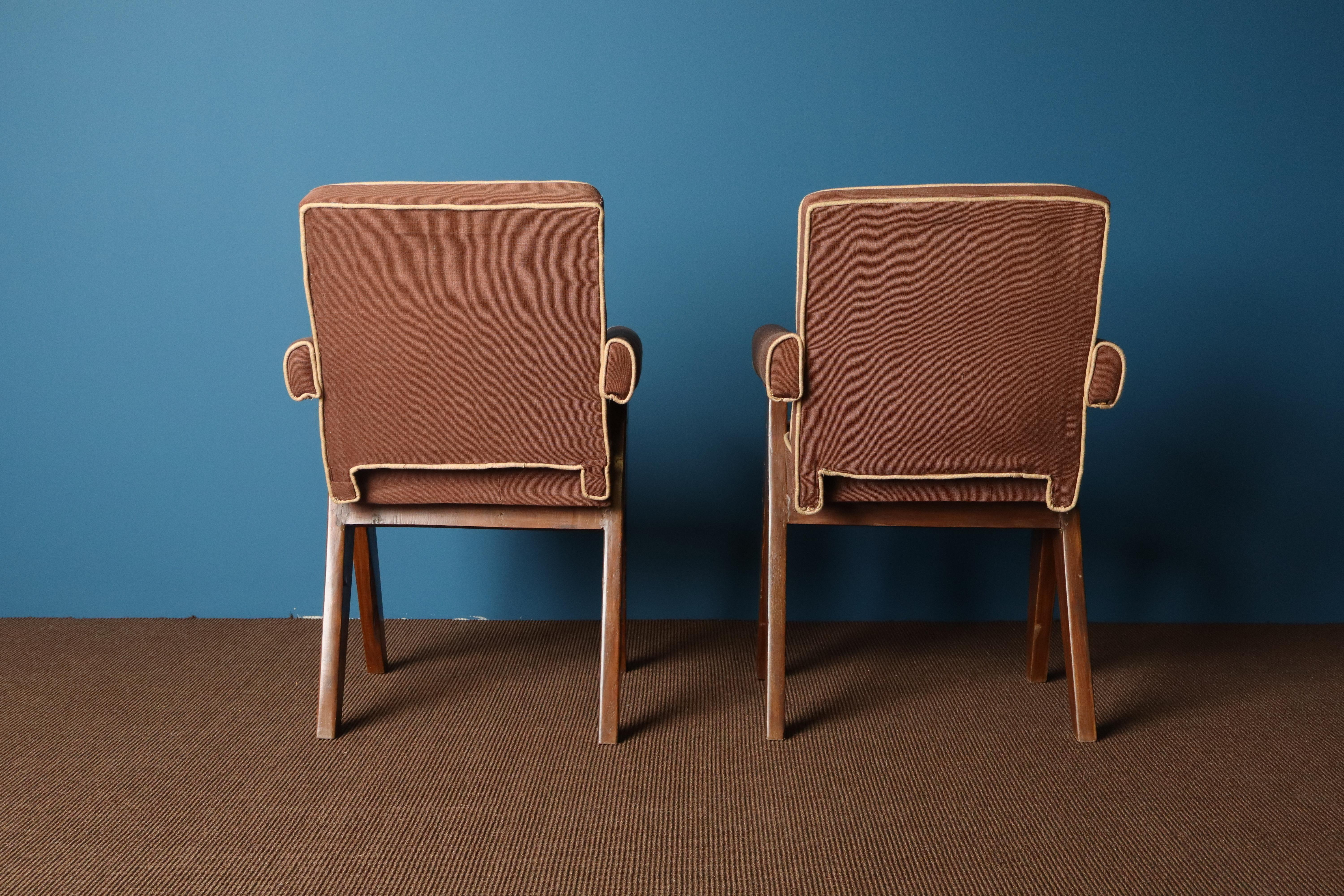 Mid-20th Century Pair of Pierre Jeanneret Committee Chairs, Chandigarh, 1950s For Sale