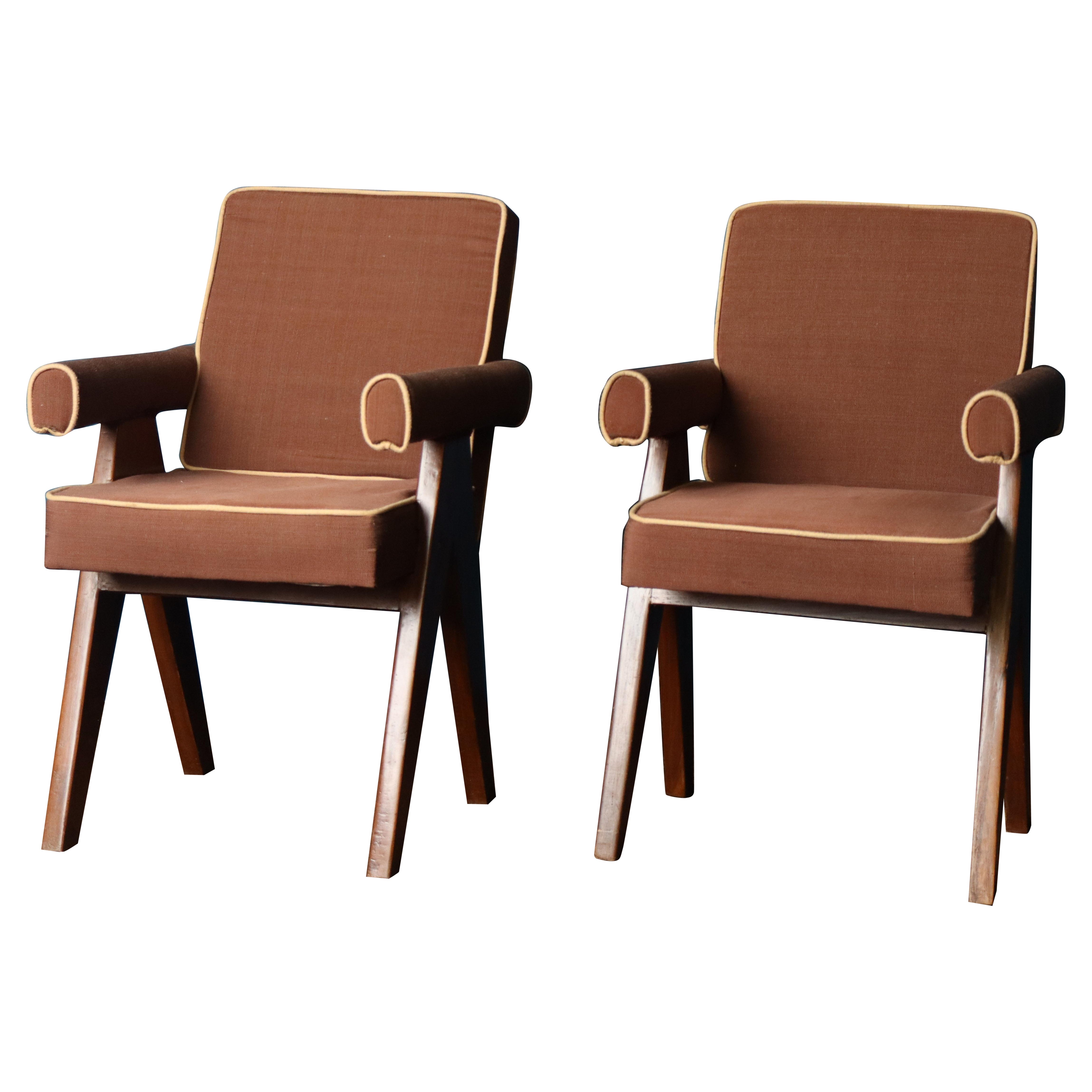 Pair of Pierre Jeanneret Committee Chairs, Chandigarh, 1950s