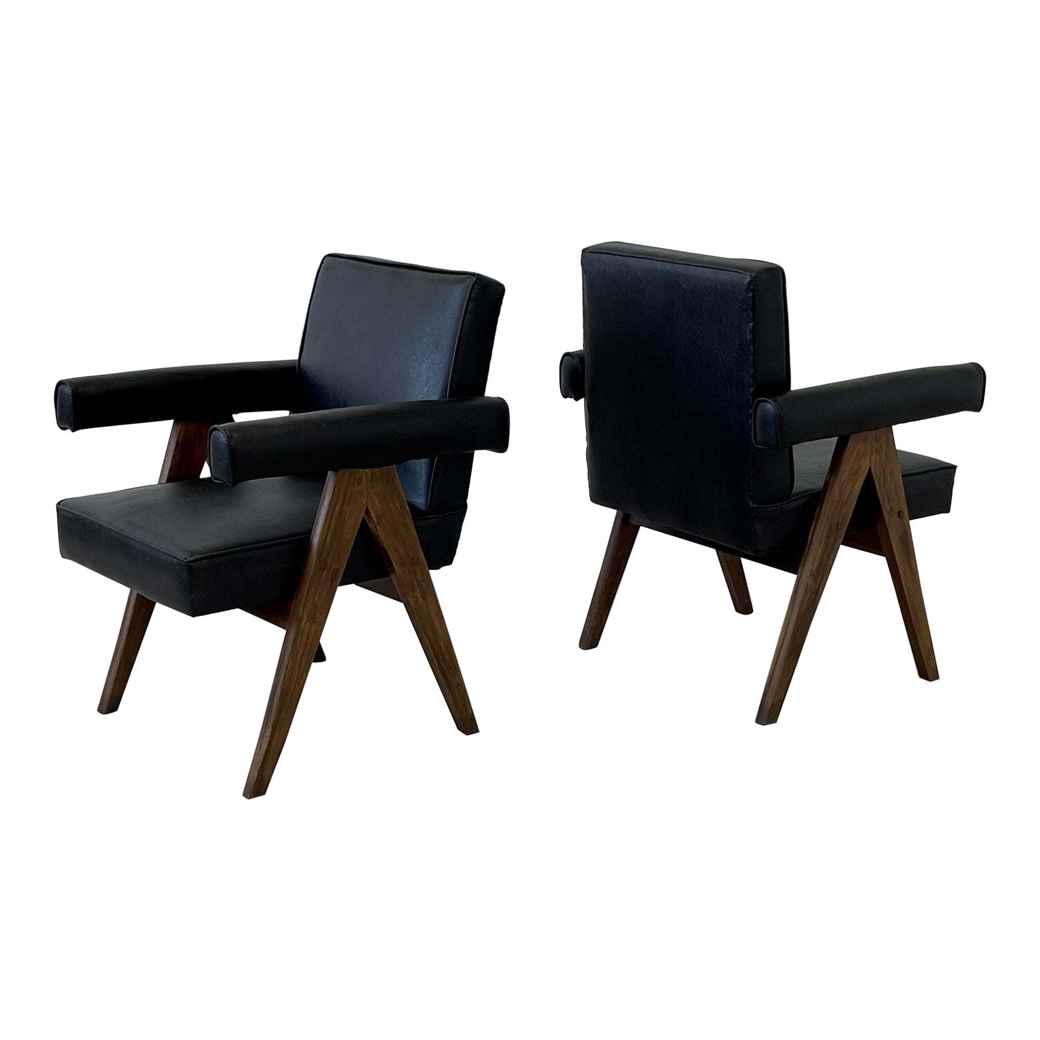 Pair of Pierre Jeanneret Committee Chairs, Mid-Century Modern, Teak