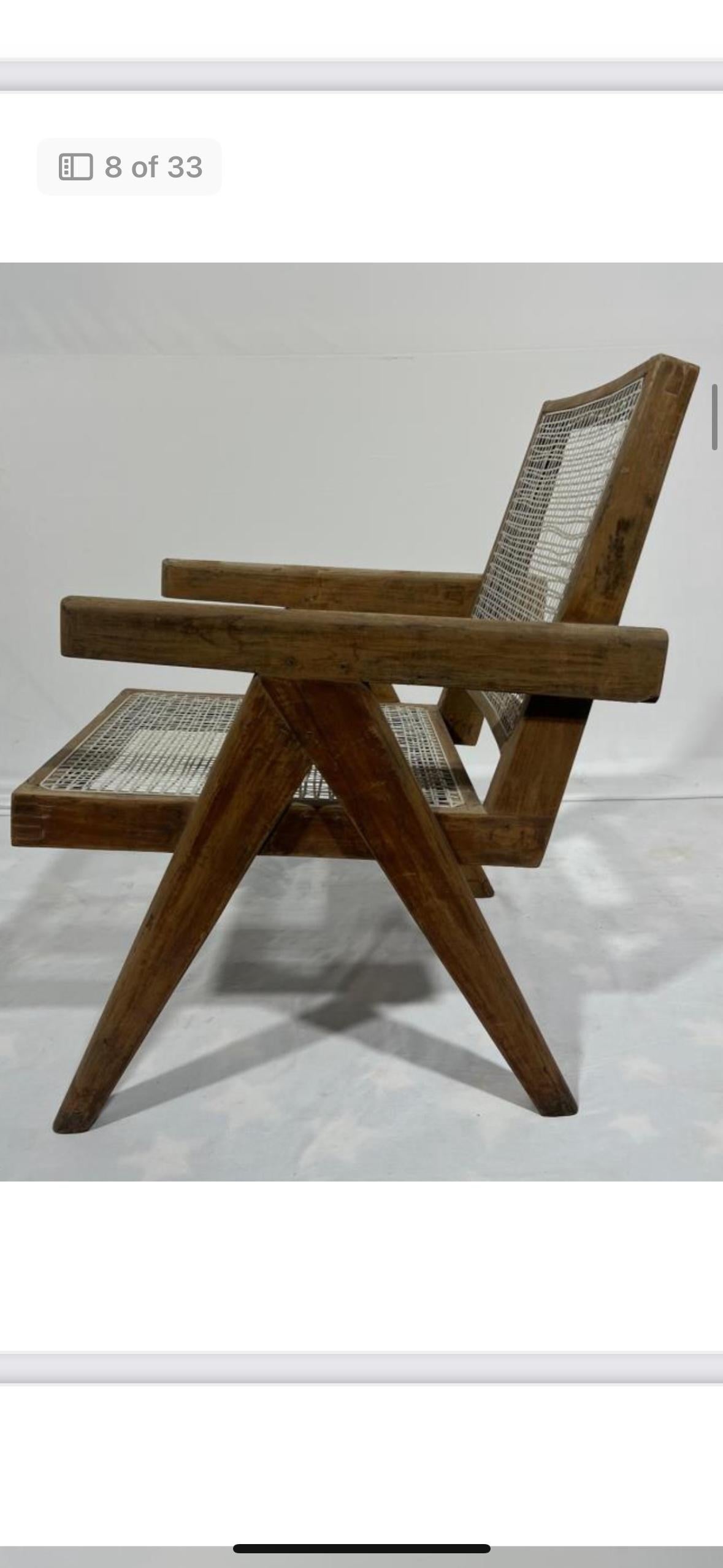 Coppia di poltrone Pierre Jeanneret, 1950 Chandigarh in vendita 7
