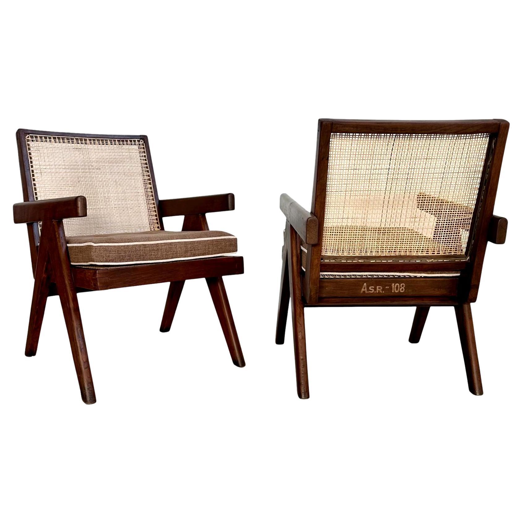 Pair of Pierre Jeanneret Easy Chairs, 1950s Chandigarh