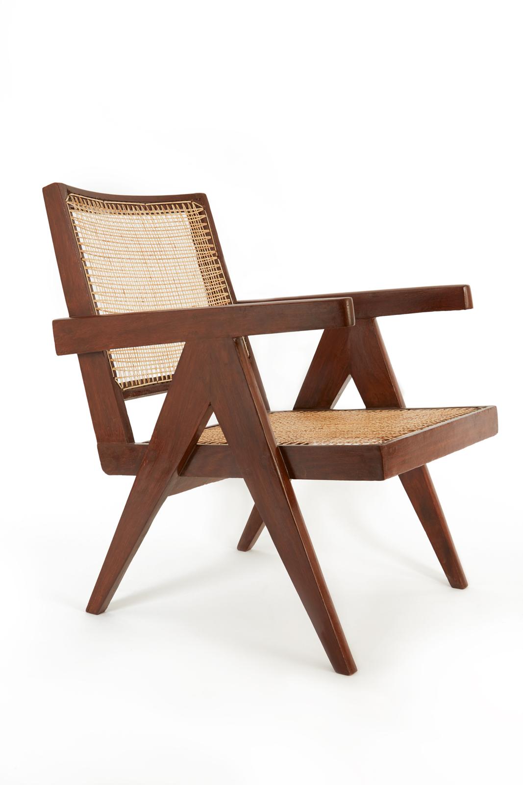 Indian Pair of Pierre Jeanneret Easy Chairs For Sale