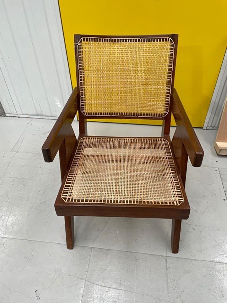 Indian Pair of Pierre Jeanneret Easy Chairs with Rare Stencil Marks For Sale