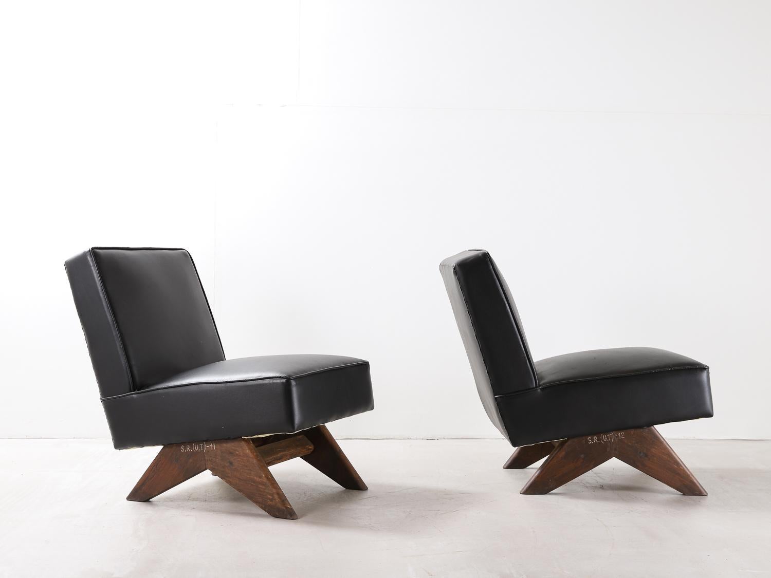 Mid-20th Century Pair Of Pierre Jeanneret ‘Fireside’ Chairs, model No. PJ-SI-36-A For Sale
