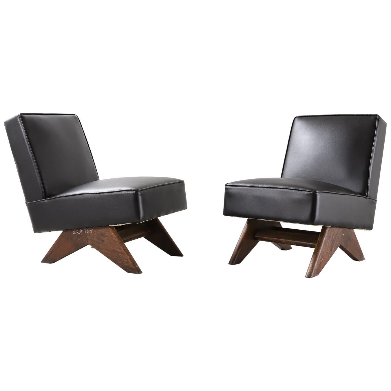 Pair Of Pierre Jeanneret ‘Fireside’ Chairs, model No. PJ-SI-36-A For Sale