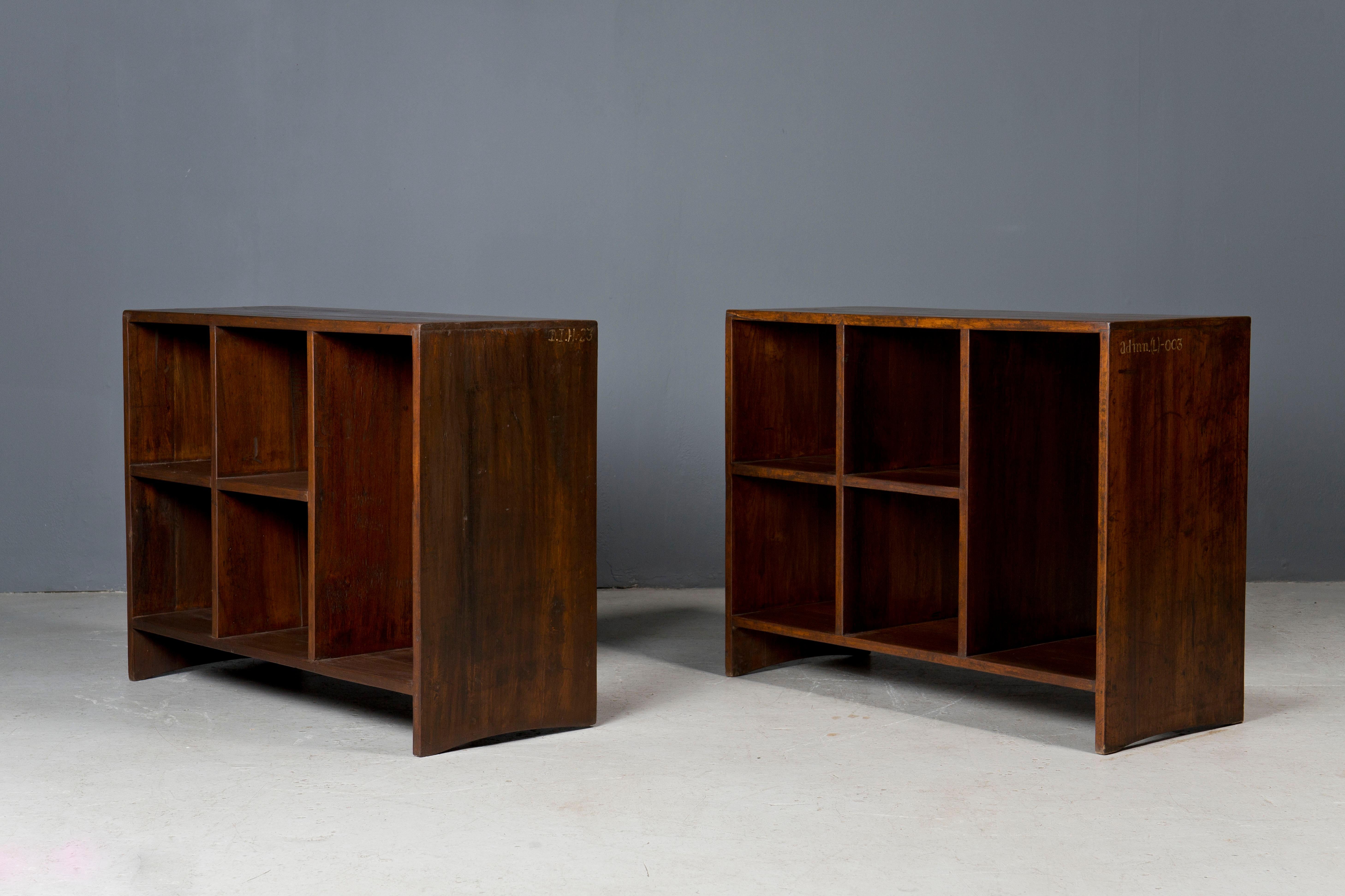 Pair of Pierre Jeanneret Five Hole File Racks, c 1950 In Good Condition In New York, NY