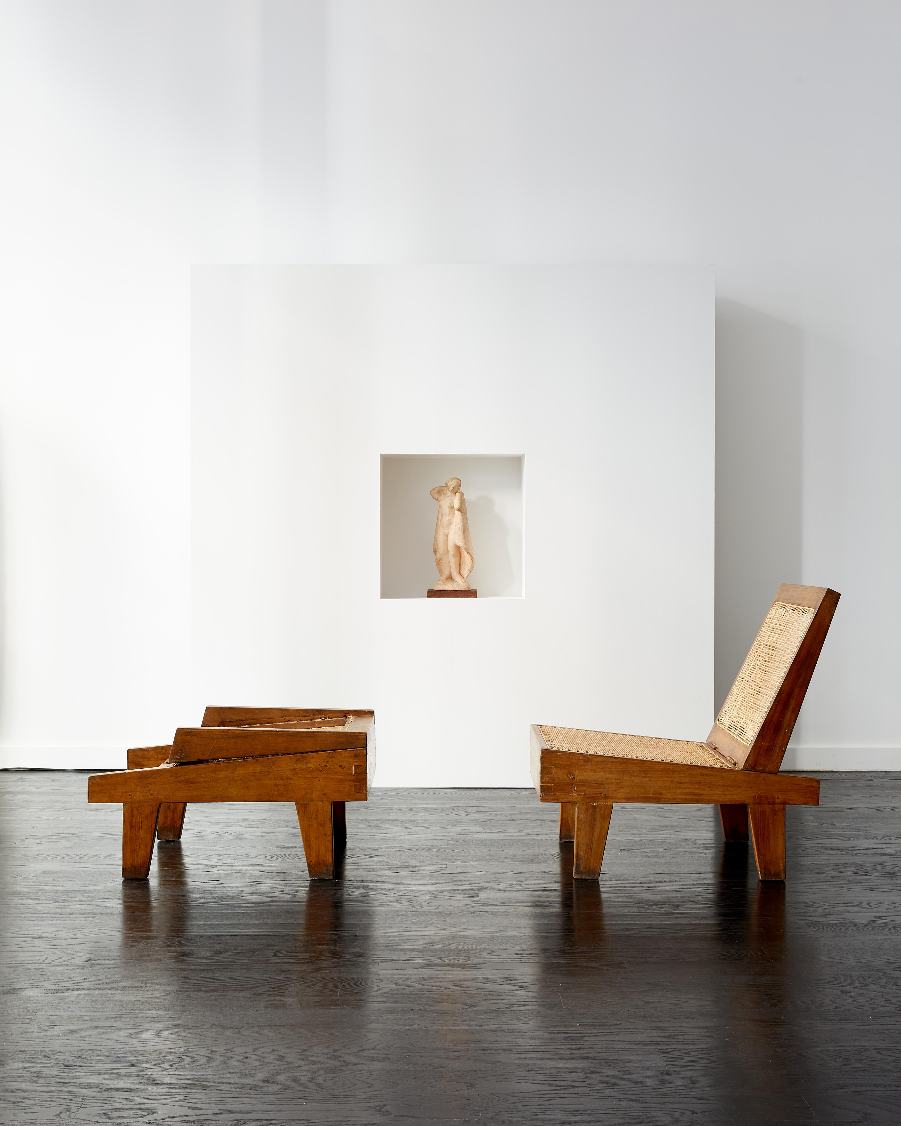 Mid-Century Modern Pair of Pierre Jeanneret Folding Low Chairs