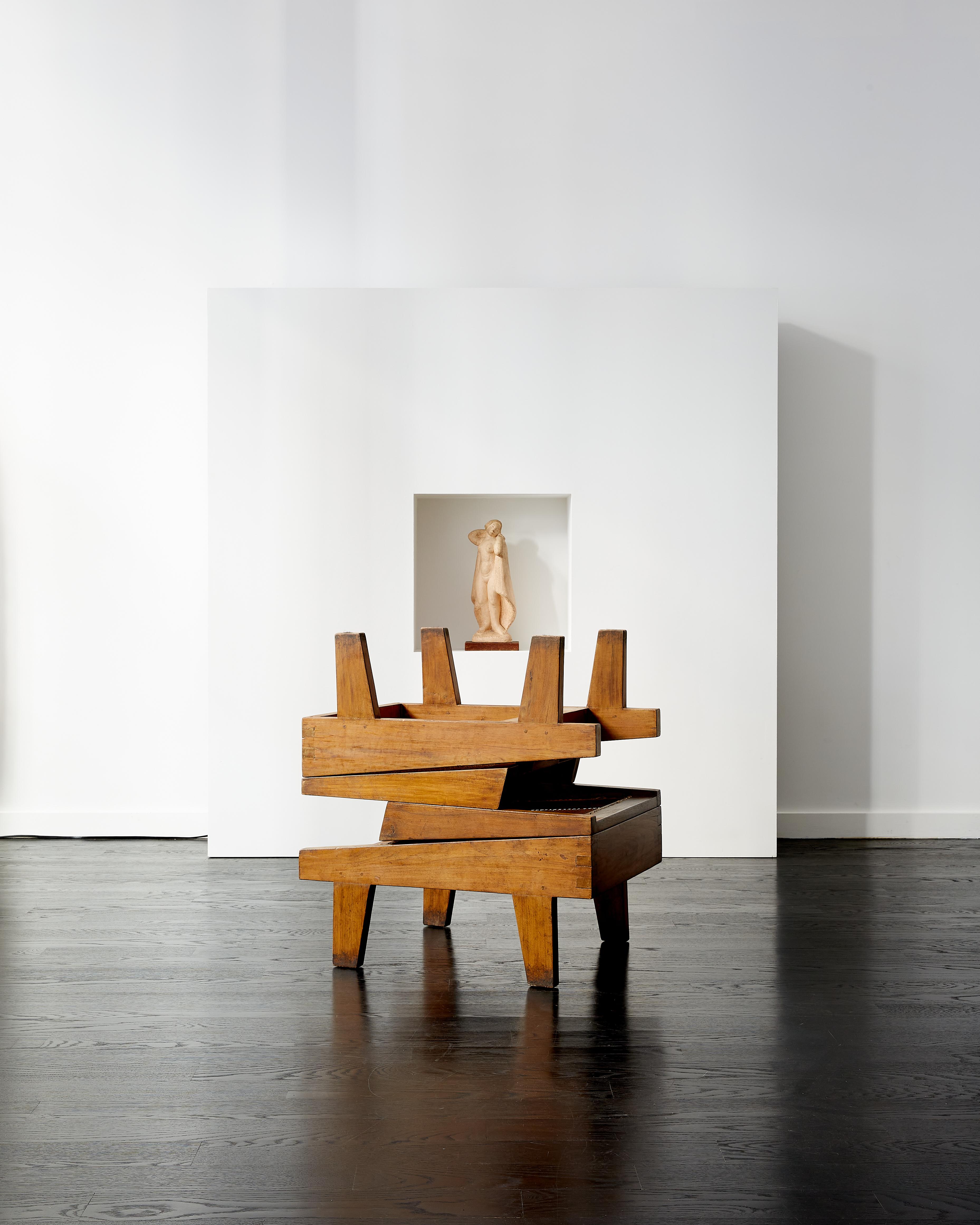 Caning Pair of Pierre Jeanneret Folding Low Chairs