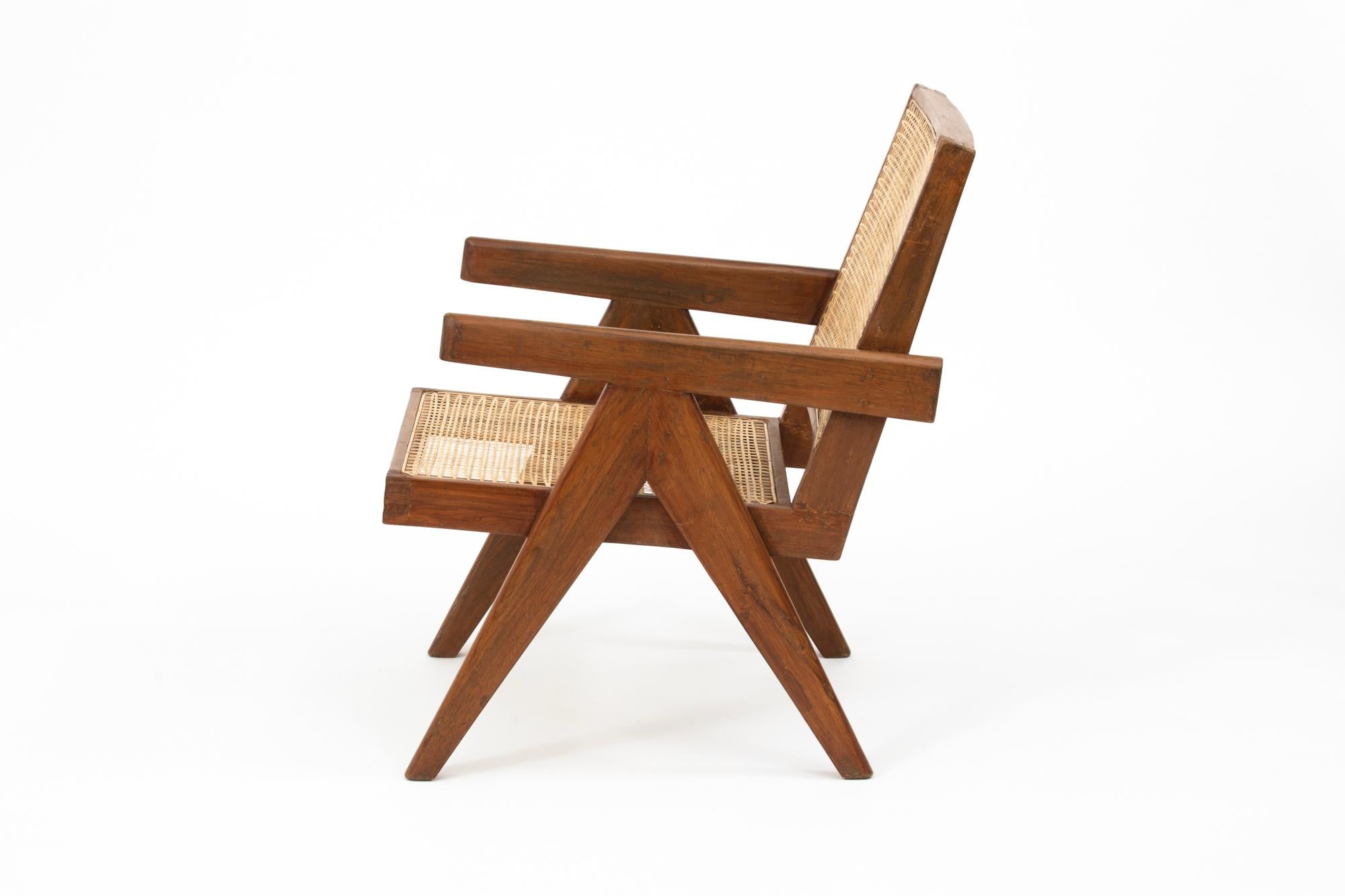 Cane Pair of Pierre Jeanneret Lounge Chairs
