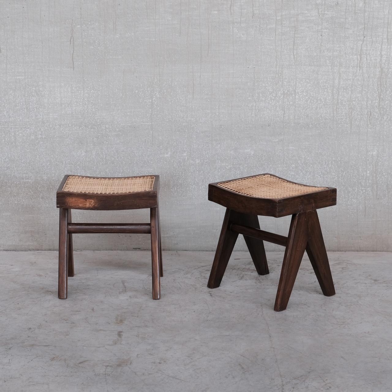 20th Century Pair of Pierre Jeanneret Mid-Century Stools PJ-SI-34-A For Sale
