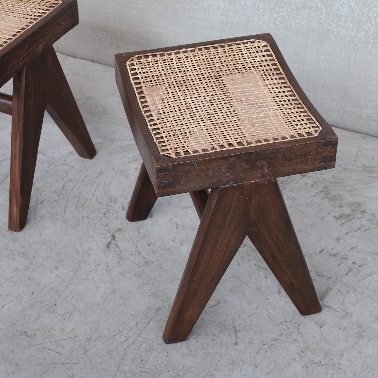 Pair of Pierre Jeanneret Mid-Century Stools PJ-SI-34-A For Sale 1