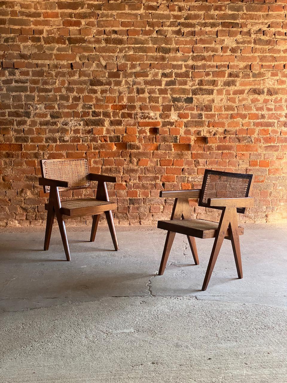 Pair of Pierre Jeanneret Model PJ-SI-28-A Floating Back Office Chairs Circa 1955 For Sale 3