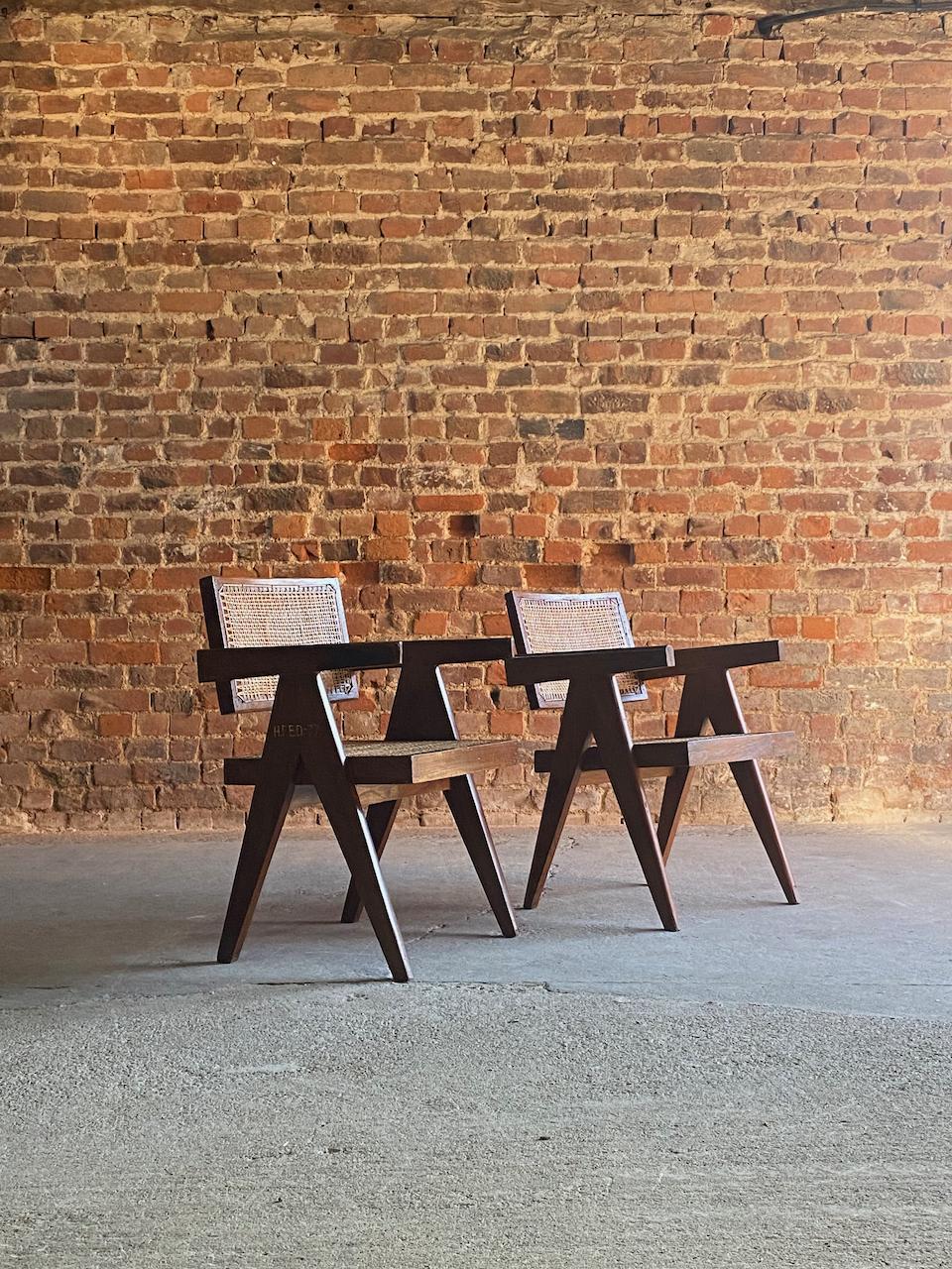 Pair of Pierre Jeanneret model PJ-SI-28-A floating back office chairs circa 1955

Fabulous pair of mid twentieth century Pierre Jeanneret PJ-SI-28-A ‘Floating Back’ office chairs Chandigarh India Circa 1955, designed for the Architects offices,