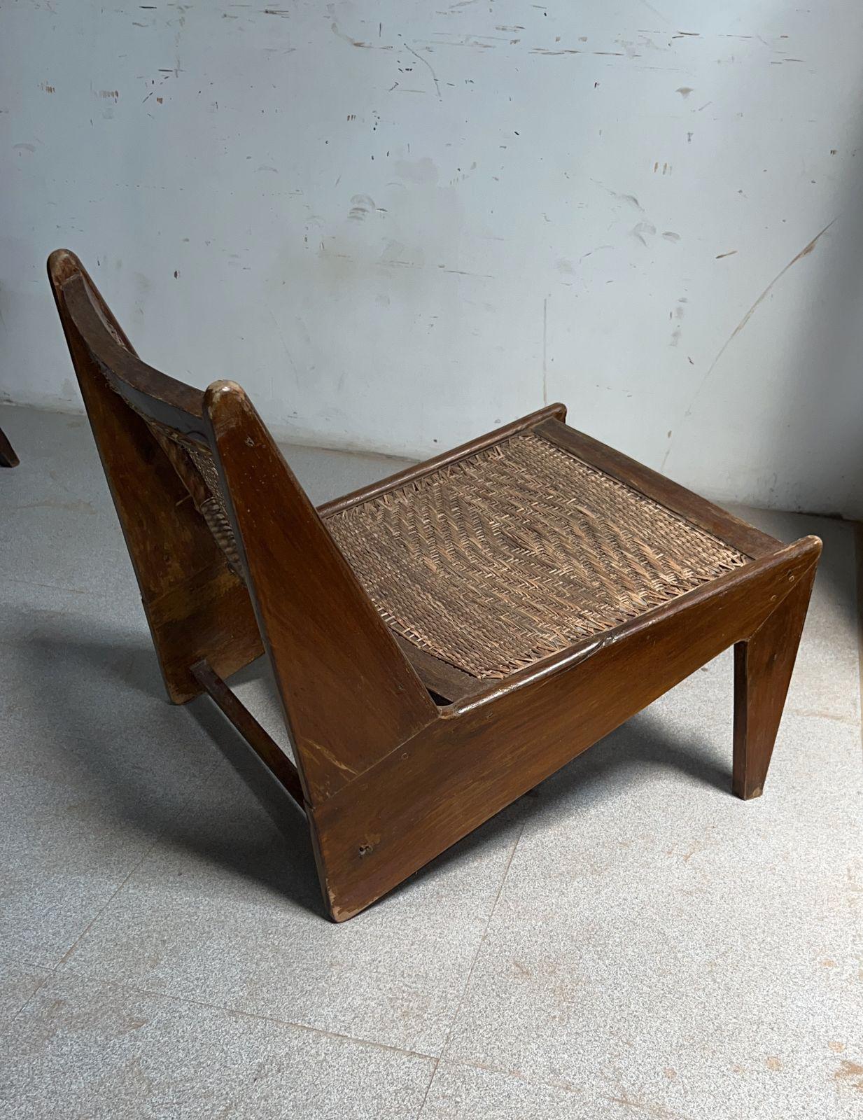 Pair of Pierre Jeanneret Model PJ010704 Kangourou Chairs Chandigarh 1970 8