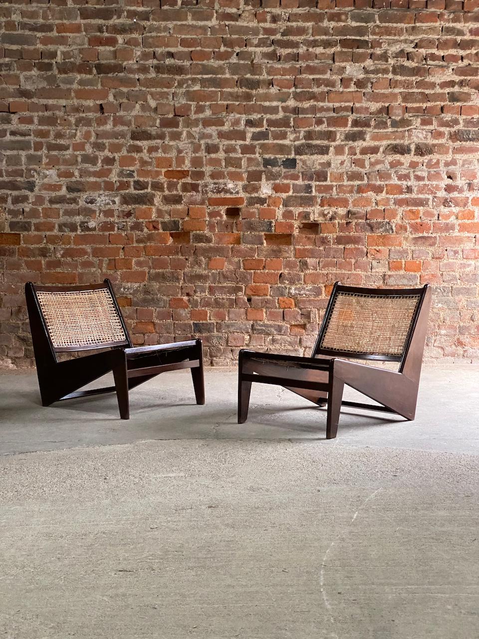 Pierre Jeanneret model: PJ010704 Kangourou chairs Chandigarh 1970

Fabulous pair of mid twentieth century Pierre Jeanneret model: PJ010704 Teak & Cane lounge chairs also known as ‘Kangourou’ Chandigarh, India Circa 1970, the set comprising of two