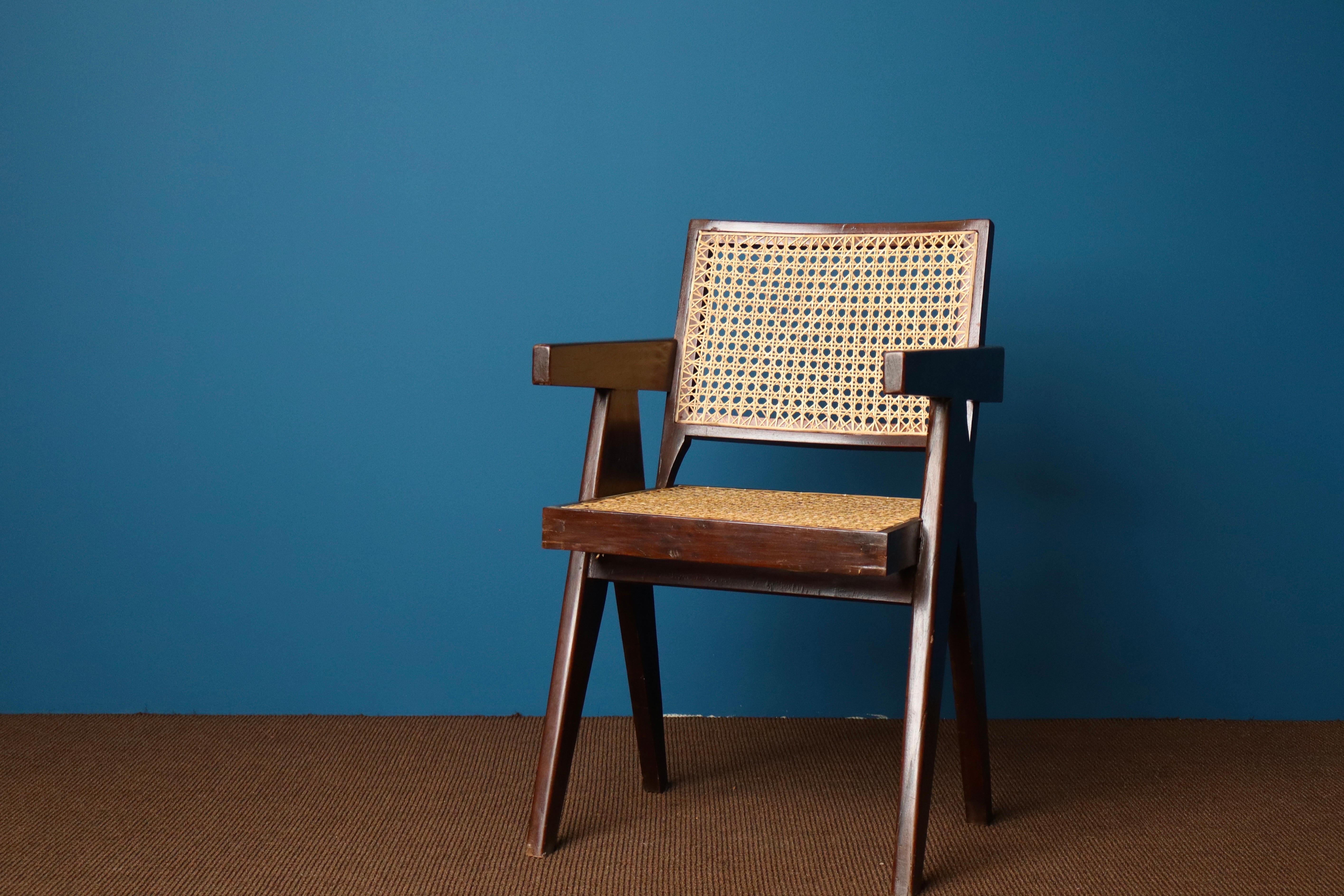 Pair of Pierre Jeanneret Office Chairs with Serial Codes, Chandigarh, 1950s For Sale 3