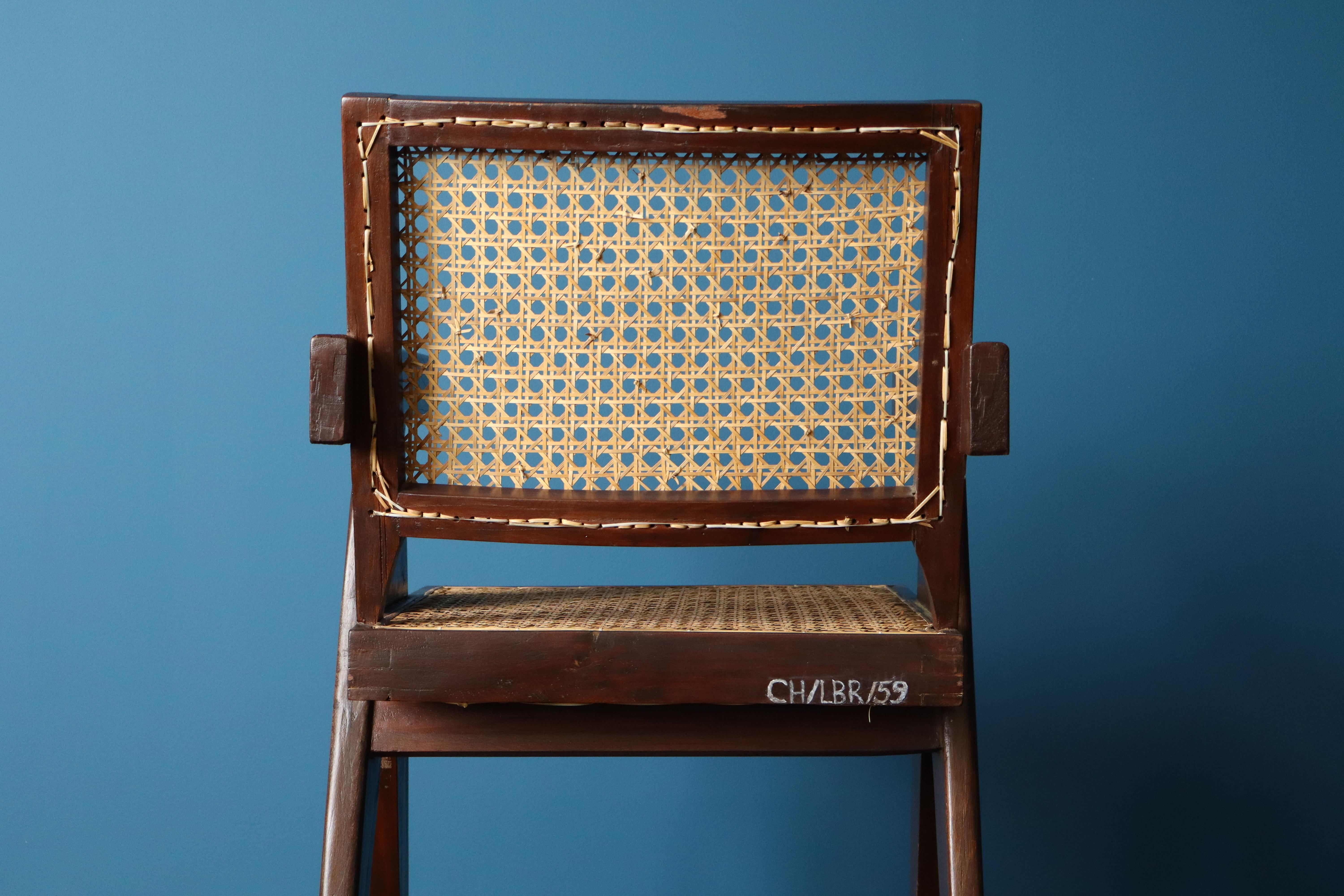 Pair of Pierre Jeanneret Office Chairs with Serial Codes, Chandigarh, 1950s For Sale 4