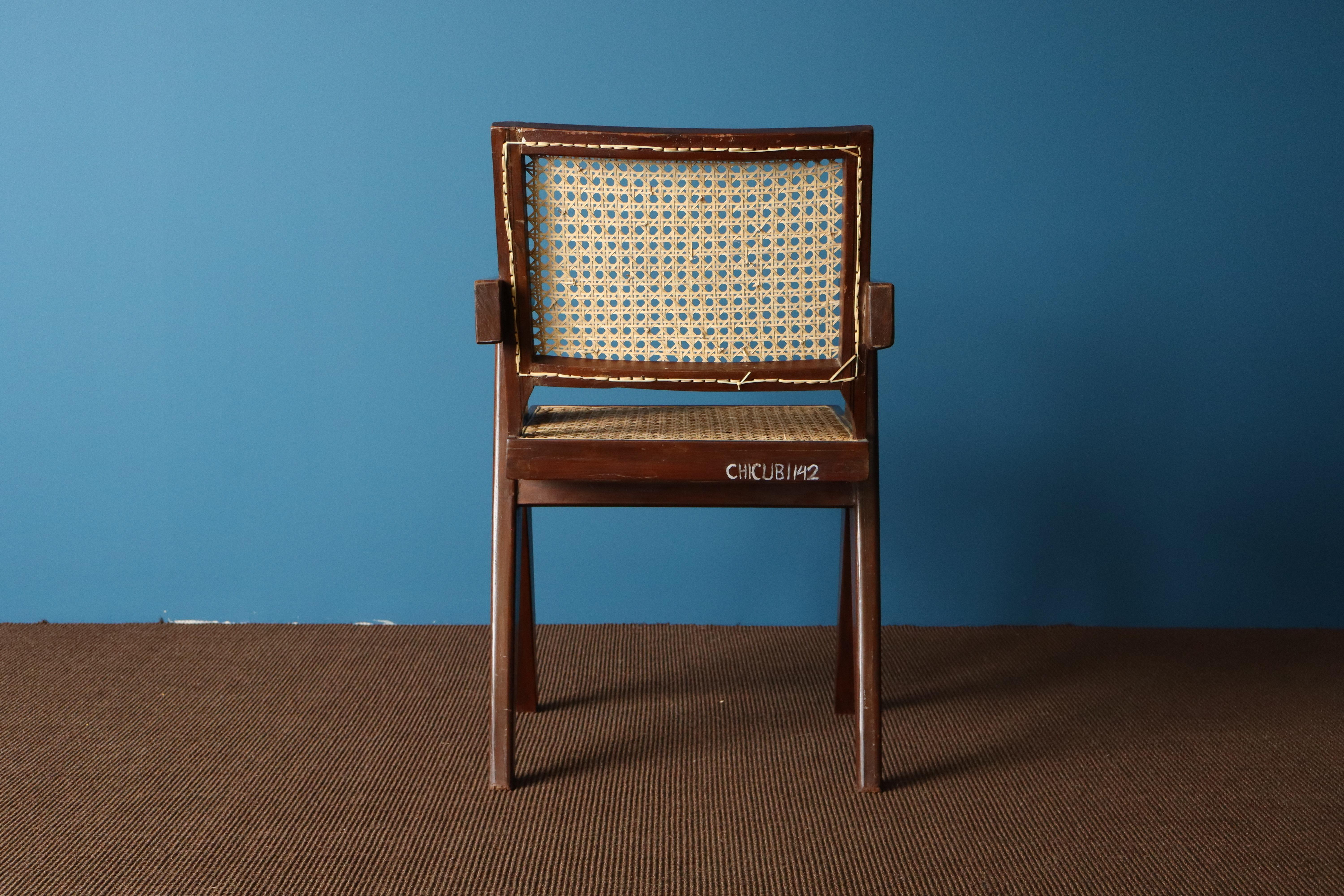 Pair of Pierre Jeanneret Office Chairs with Serial Codes, Chandigarh, 1950s For Sale 5